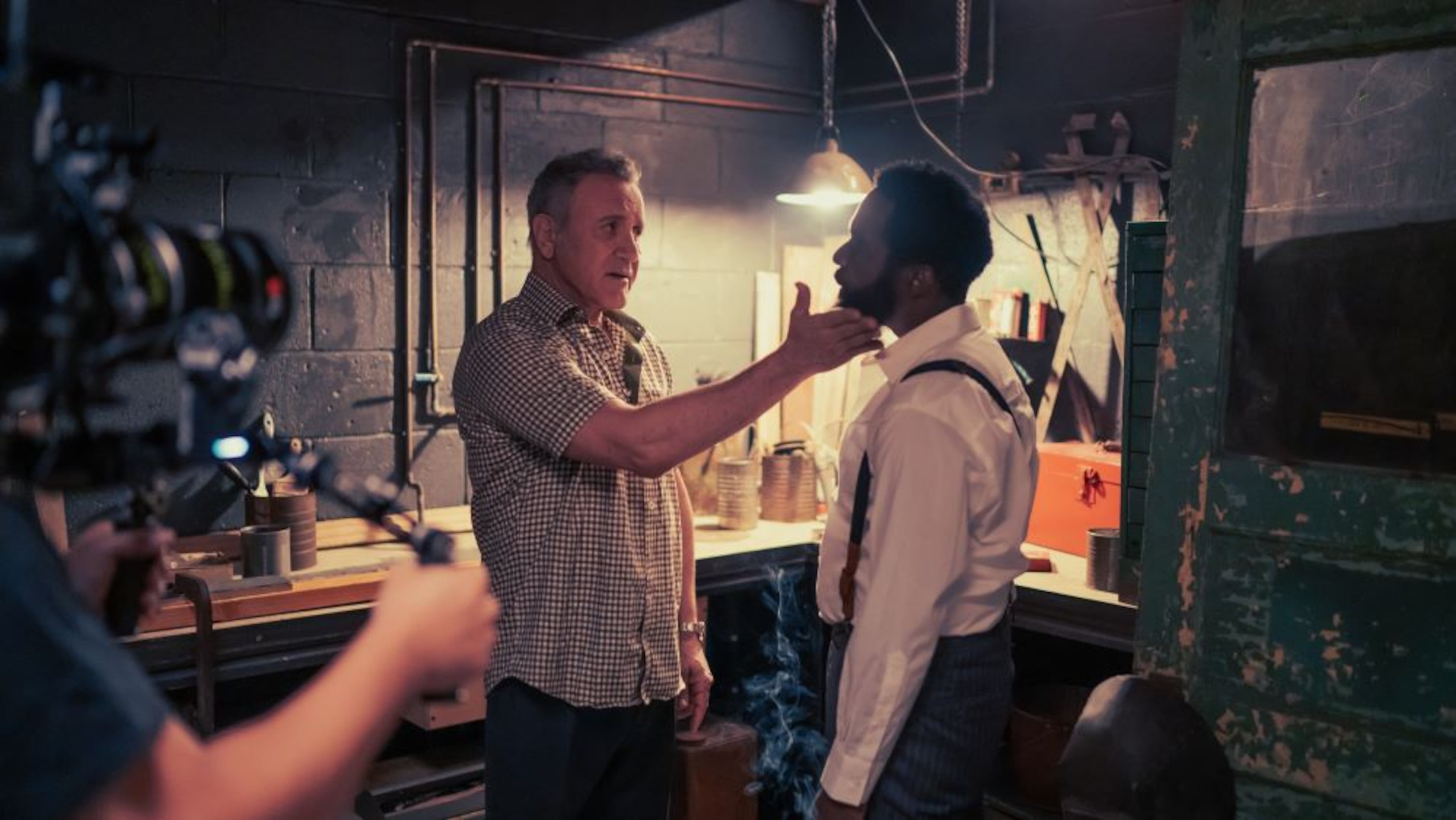 Actor Frank Stallone, left, in a scene from the organized crime drama "Birth of the Black Underworld" with lead actor and director Matty Rich. (Courtesy of Matty Rich Entertainment)