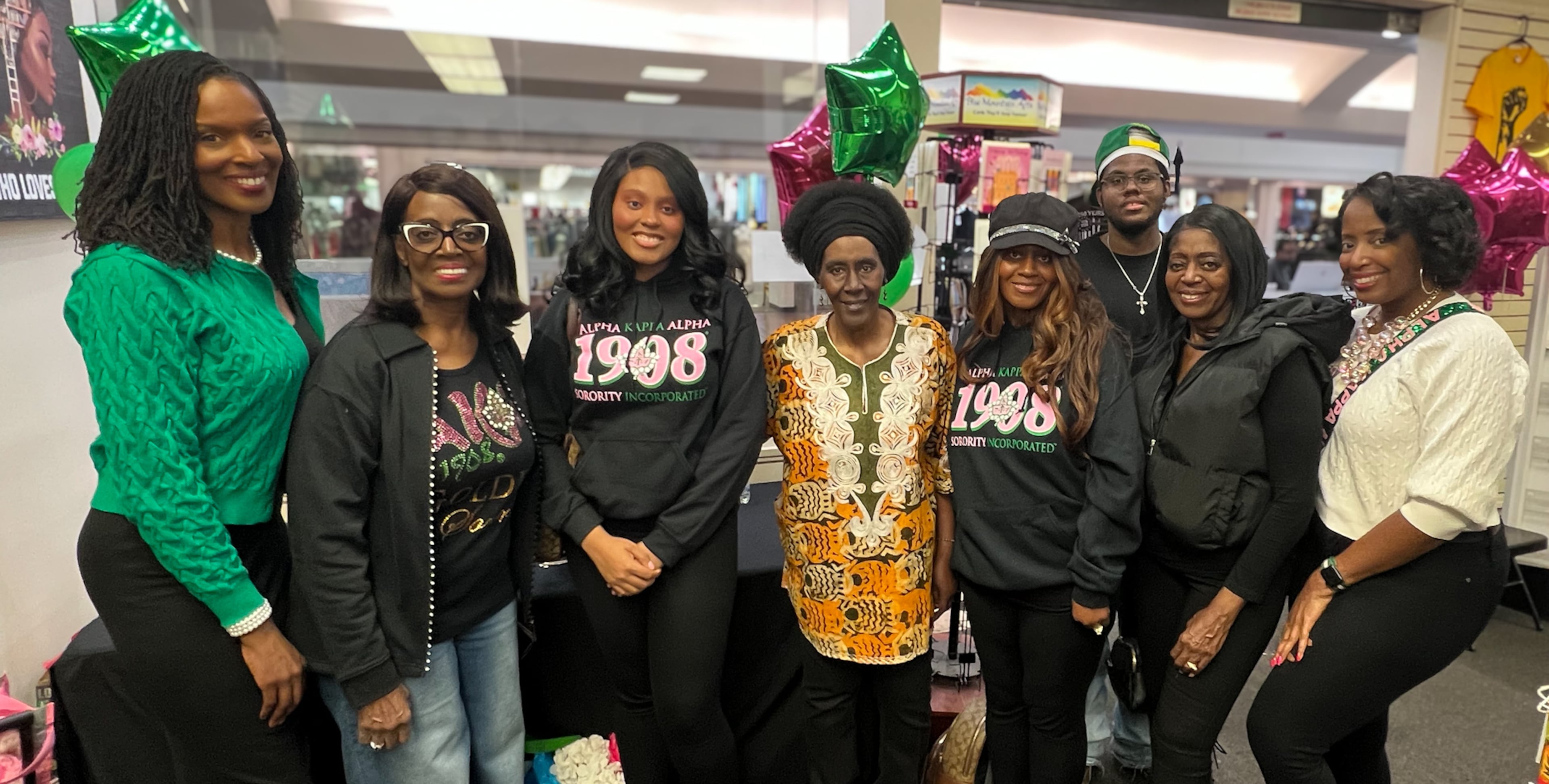Medu Bookstore founder and owner Nia Damali (center) poses with members of the local chapter of the Alpha Kappa Alpha sorority on Saturday, Feb. 21, 2026. (Courtesy of Gerel Thomas)