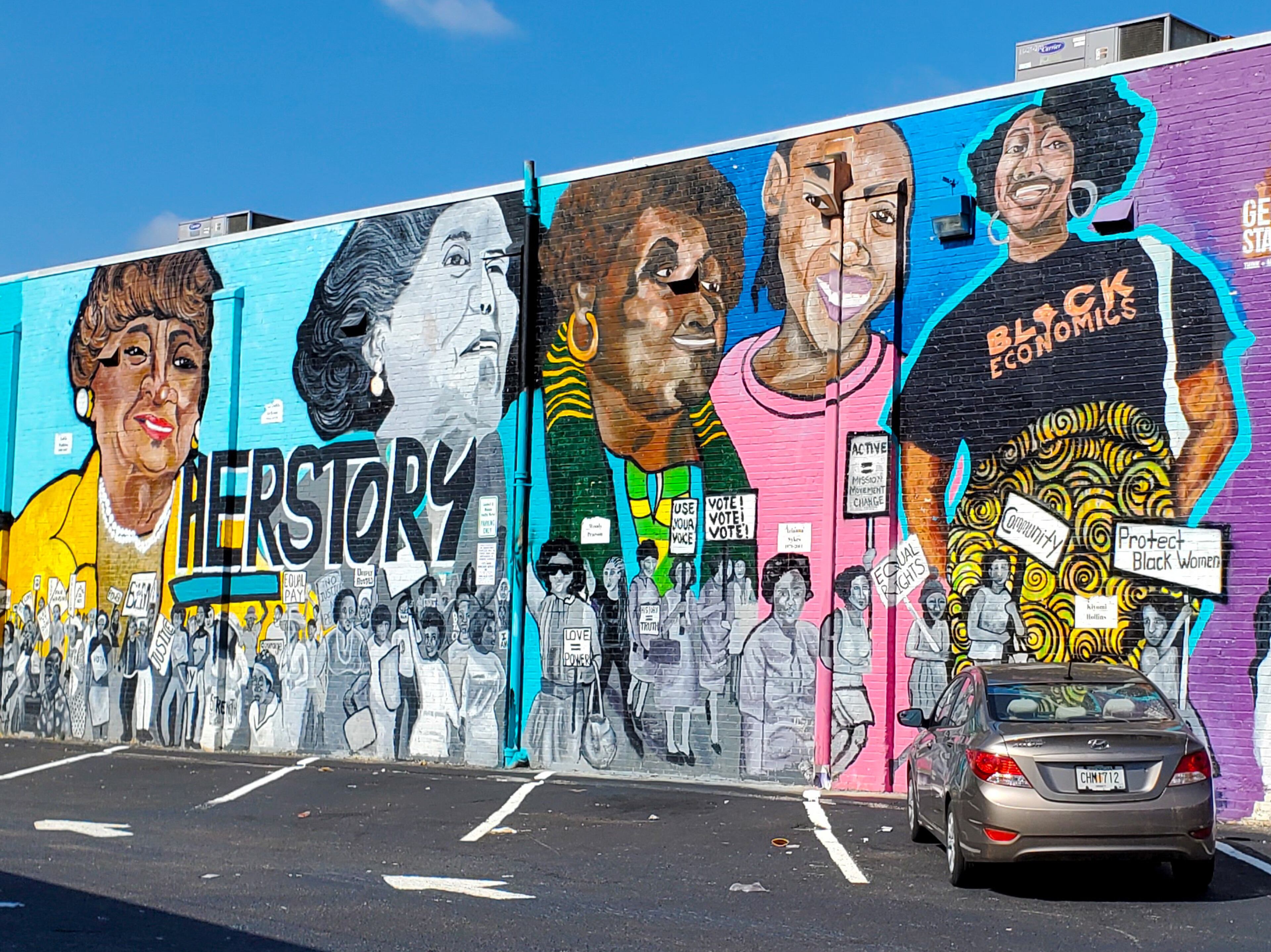 A closer look at Ashley Dopson's "HERstory" mural. Courtesy of Arthur Rudick