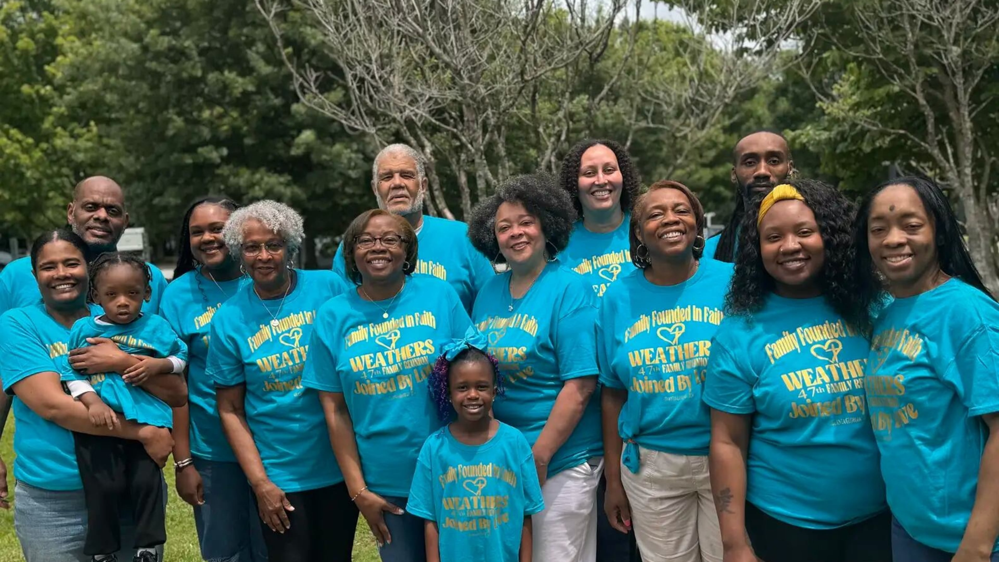 Sheeka Sanahori (back row, middle woman) attends the 2024 Weathers family reunion in Atlanta, which she helped host. (Courtesy of Sheeka Sanahori)