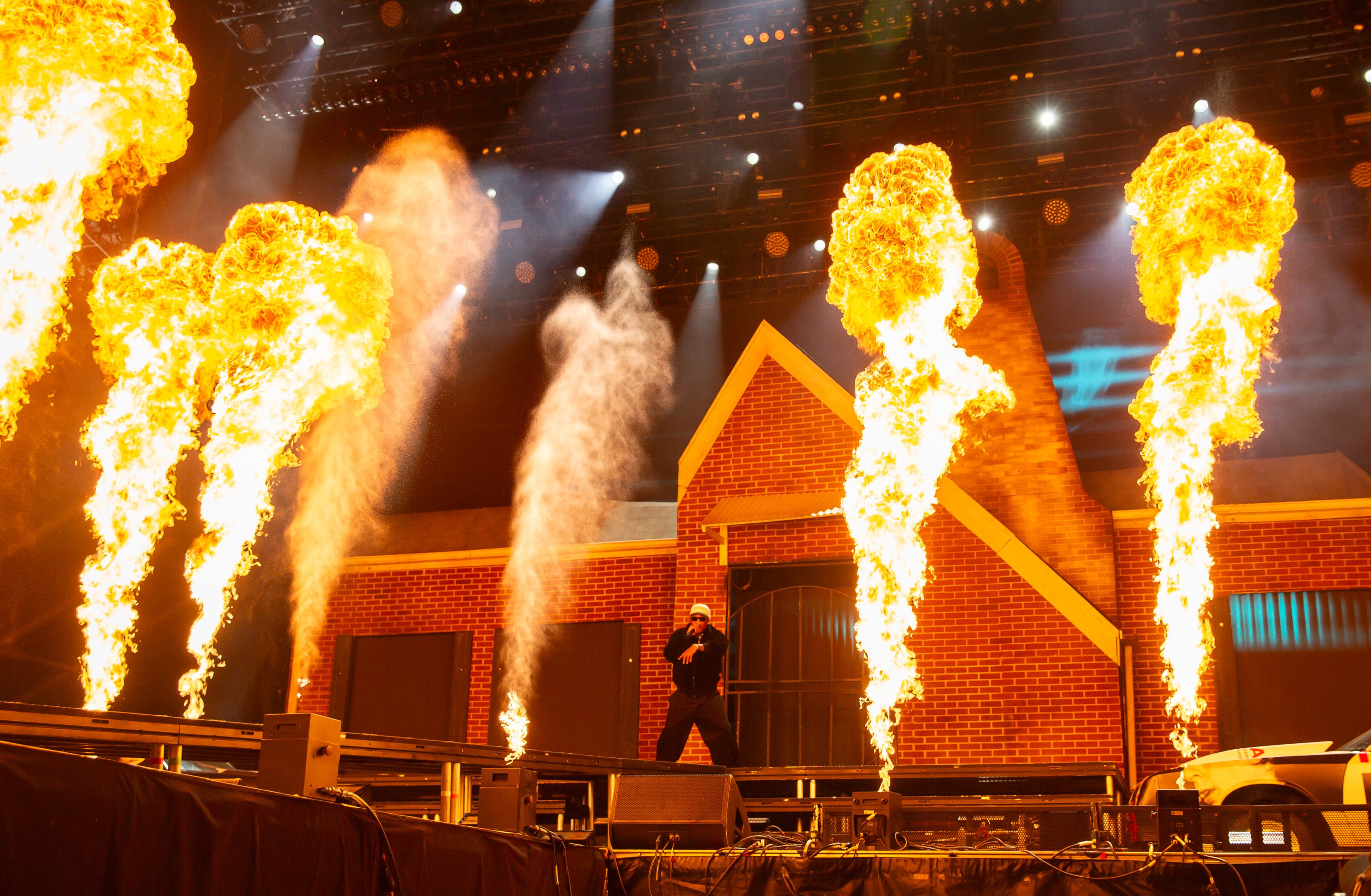 Atlanta legend Future closes out Night 1 of One Musicfest, with tons of pyro and trap music on Saturday, Oct. 25, 2025, at Piedmont Park in Atlanta. (Ryan Fleisher for the AJC)
