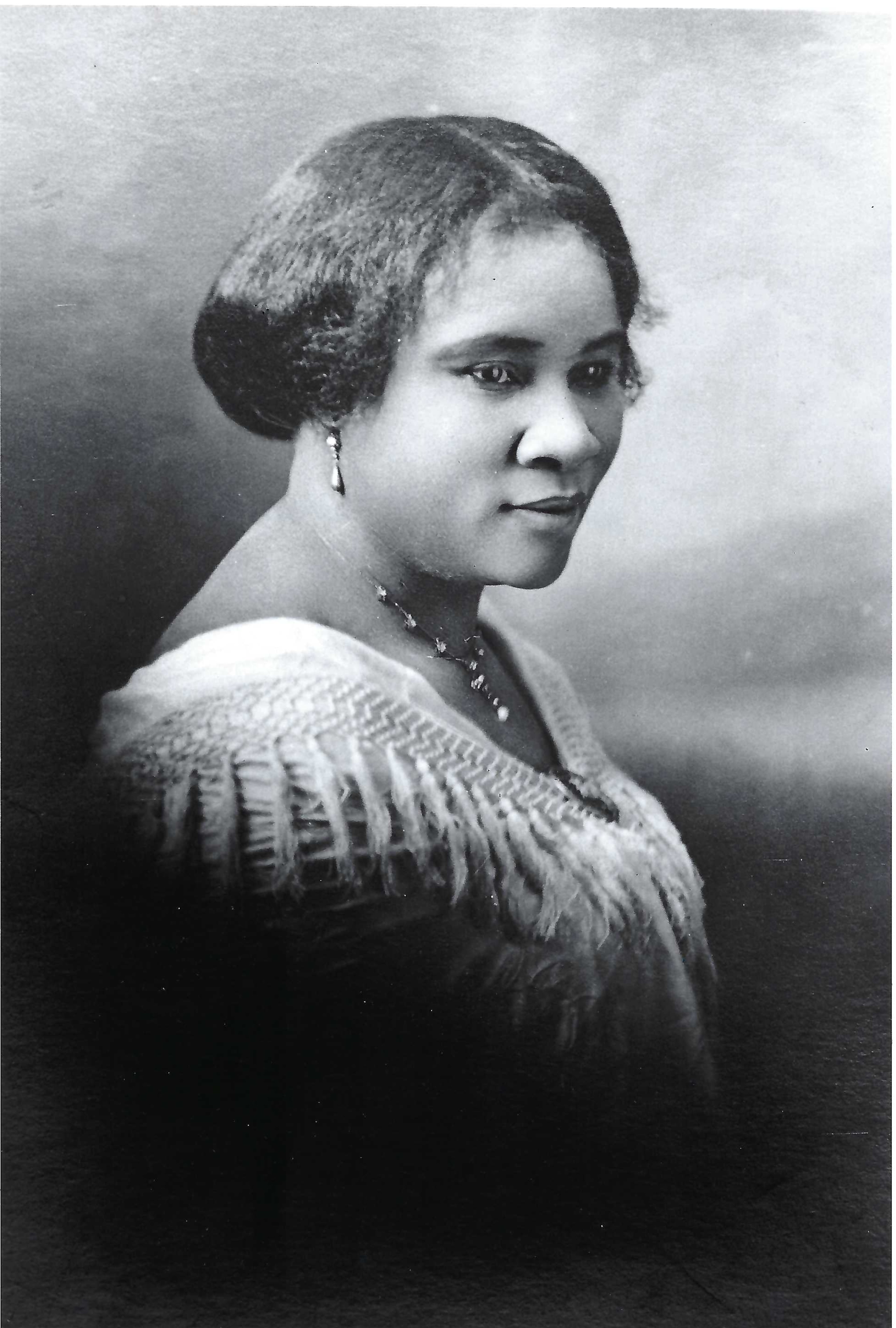 This widely circulated image of Madam C.J. Walker was taken in 1914 for use in Walker Co. advertisements and later appeared on a U.S. postage stamp. (Courtesy of A'Lelia Bundles from the Madam Walker Family archives)