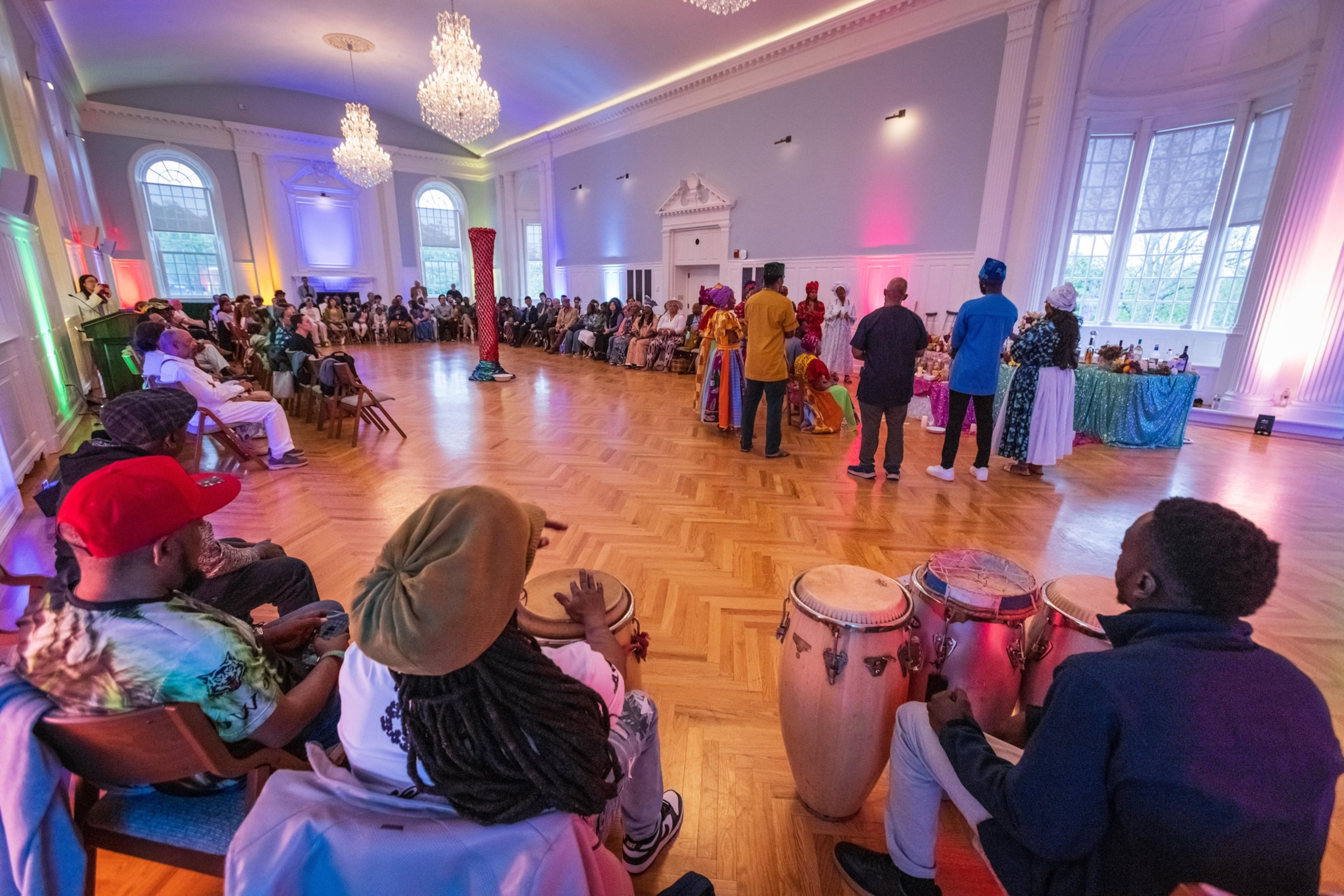 Fet Milokan (a Vodou ceremony) in the Old Refectory at Yale Divinity School. (Courtesy of Harold Shapiro)