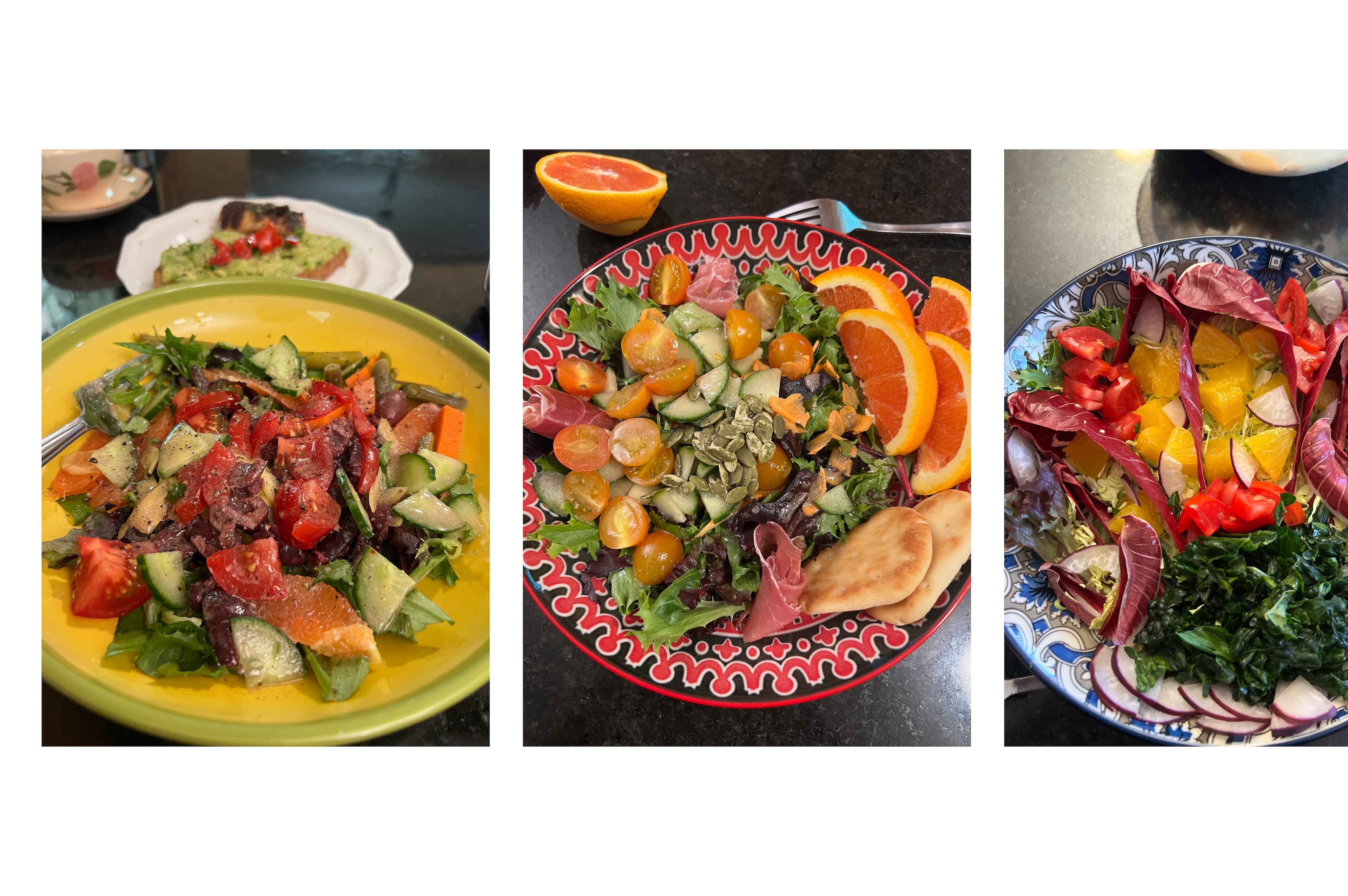 A trio of salads by Mike Jordan. (Mike Jordan/AJC)