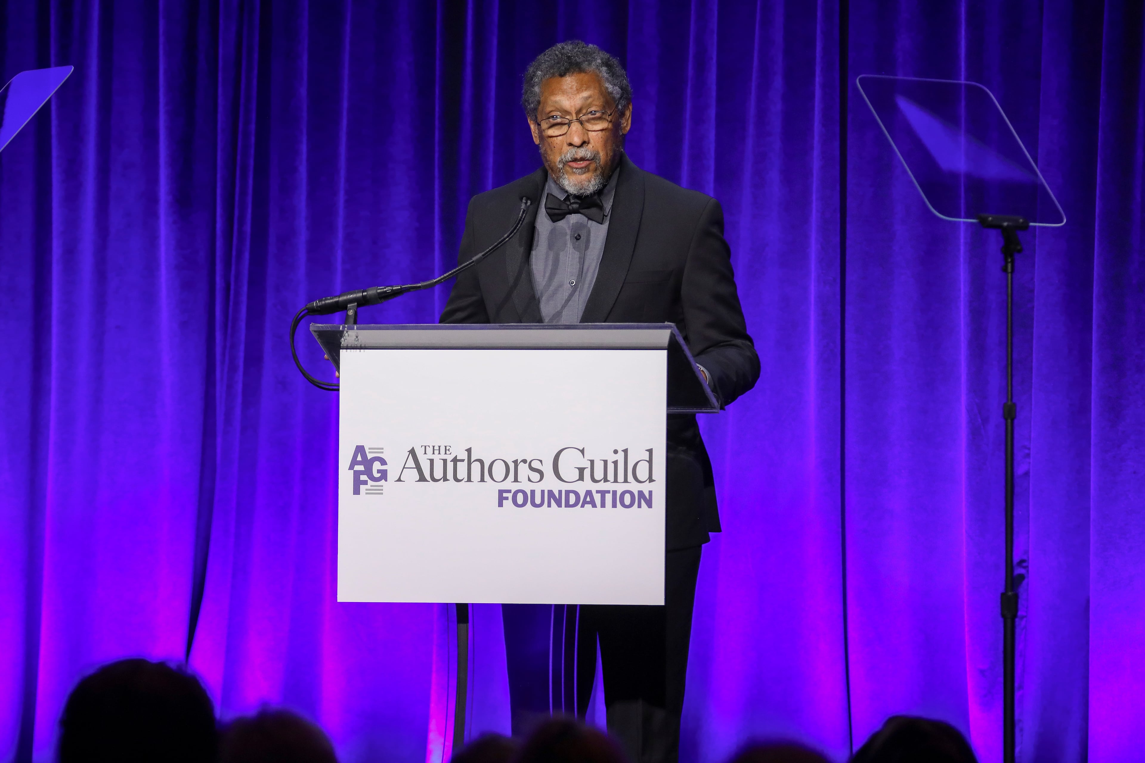 Percival Everett speaks at the Authors Guild Foundation Gala at Cipriani Wall Street on Monday, April 20, 2026, in New York. (Andy Kropa/Invision/AP)