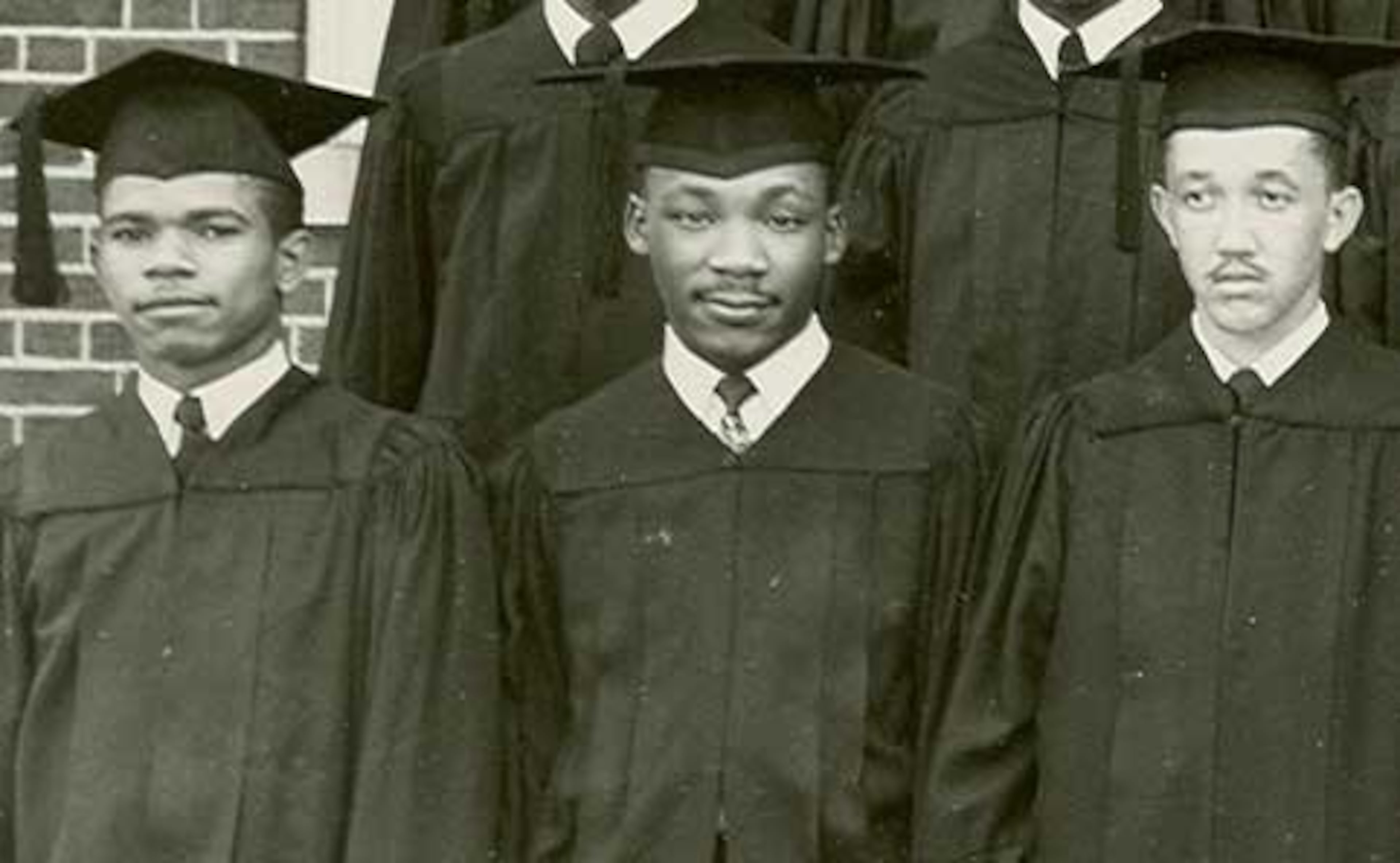 The Rev. Dr. Martin Luther King Jr., dressed in a cap and gown. King graduated from Morehouse College in 1948 with a bachelor's of arts degree in sociology. (File)