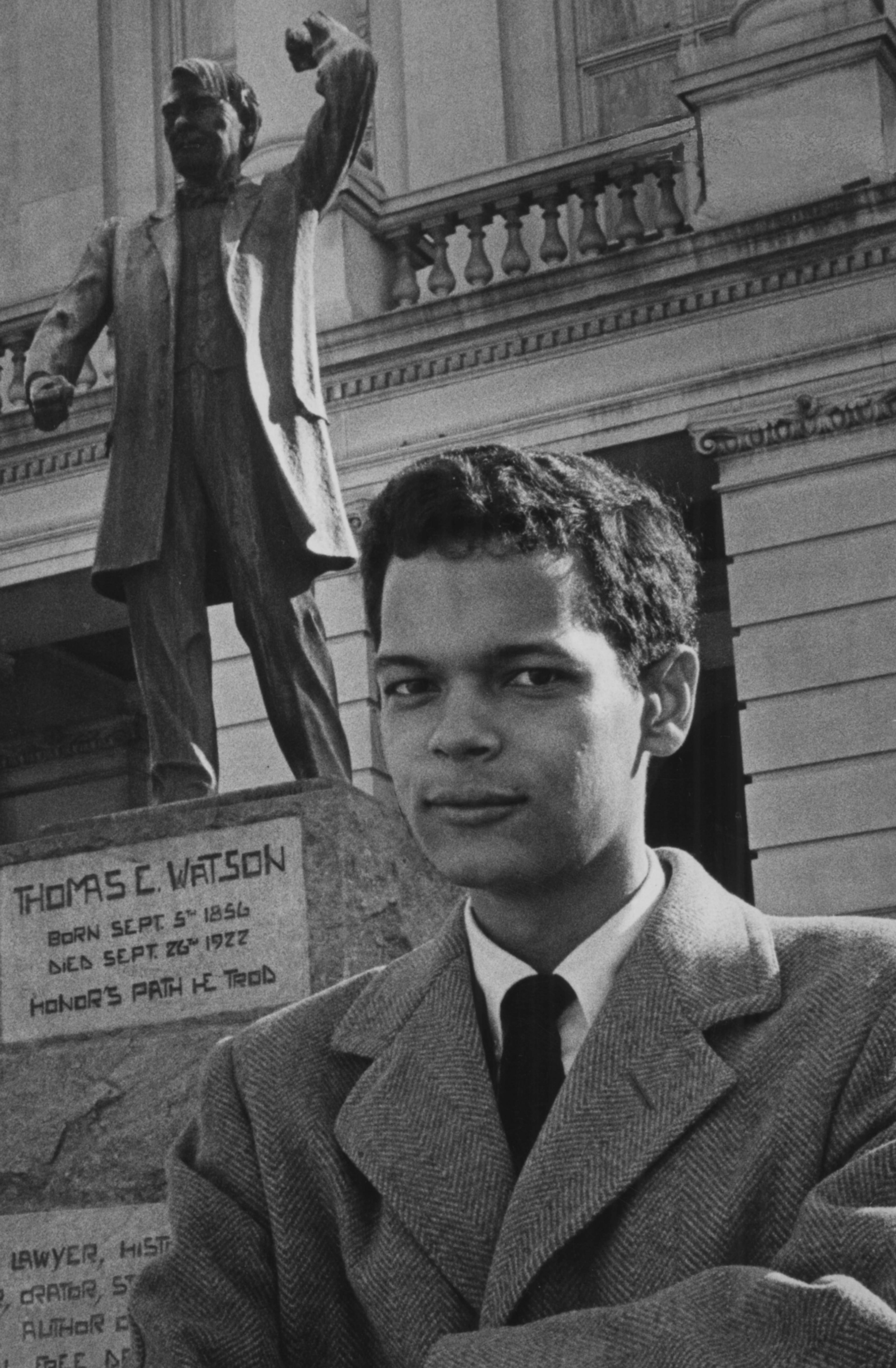 Julian Bond — pictured outside the Georgia State Capitol in 1966 — first elected to the Georgia General Assembly in 1965, but the House of Representatives refused to seat him because of his stance against the Vietnam War. Bond was elected twice more but not allowed to take his seat until the Supreme Court unanimously ruled that the house violated Bond's First Amendment Rights. He was sworn in in January 1967. (Bill Wilson/AJC 1966)