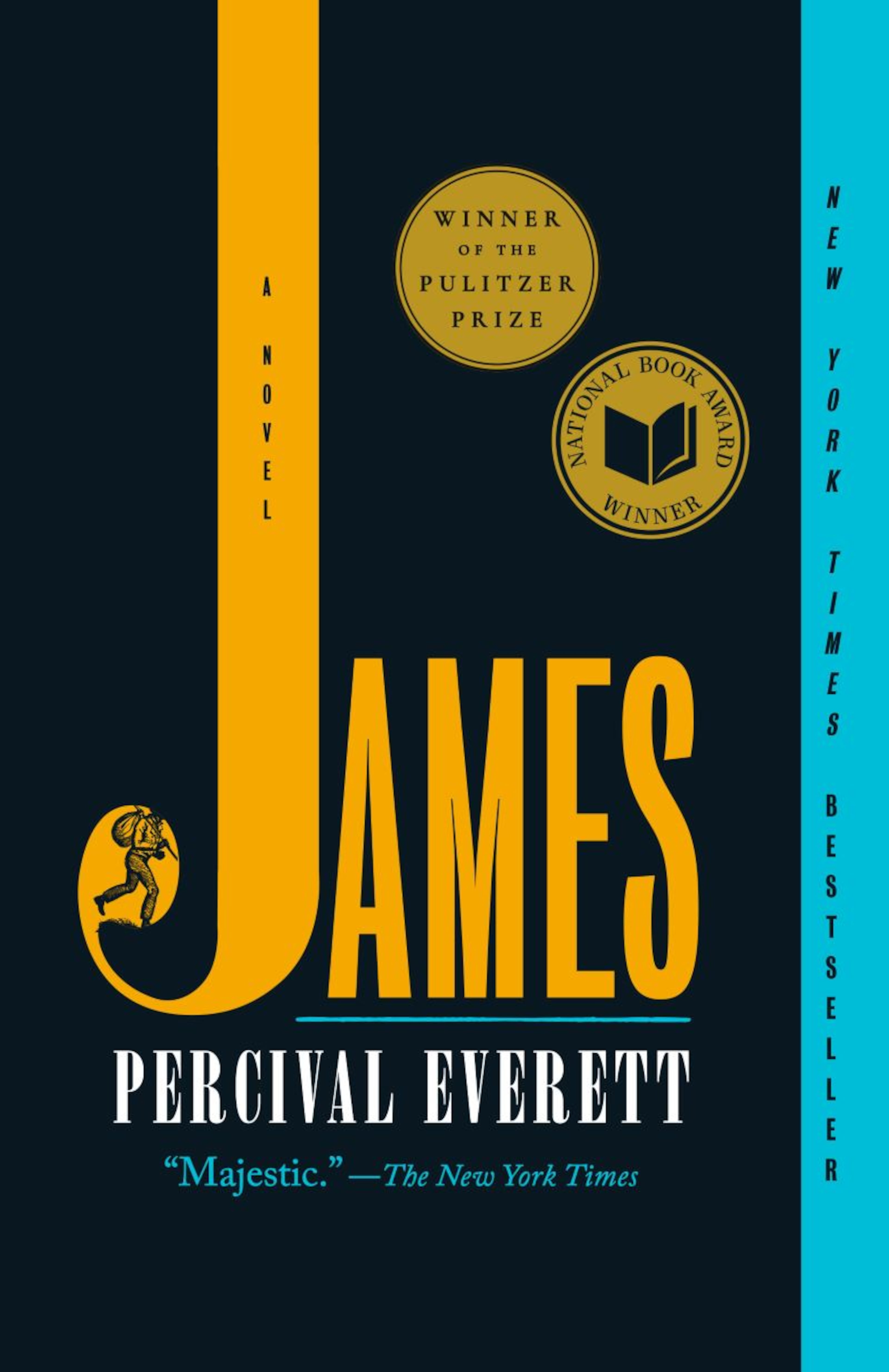 Cover art for 'James,' a novel by author Percival Everett retelling the enslaved character's story from "The Adventures of Huckleberry Finn." It won a Pulitzer Prize for fiction in 2025. (Courtesy of Doubleday)