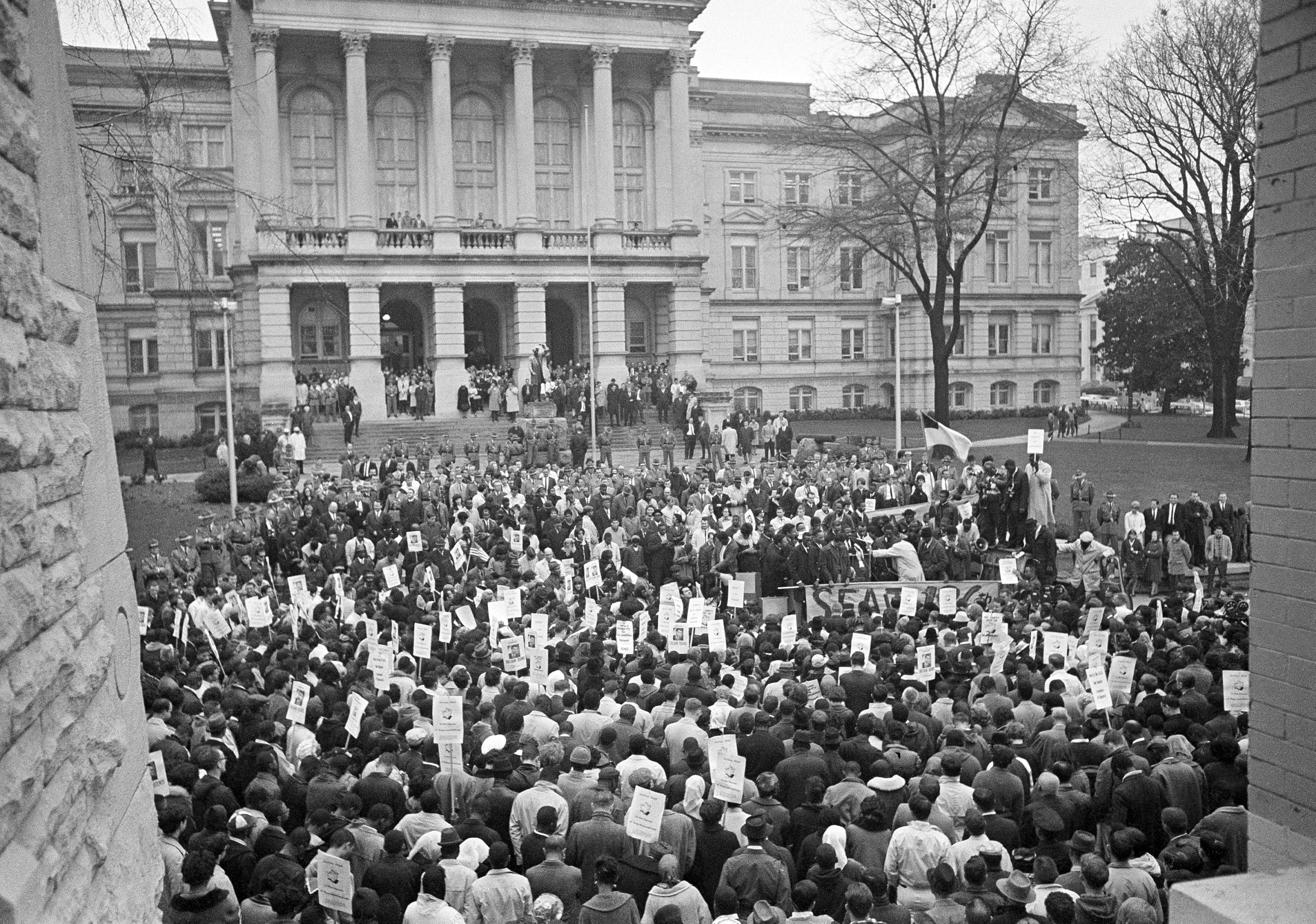 After Bond's seat was vacated because he wasn't allowed to take the oath of office, the Rev. Martin Luther King Jr. and others marched to the Capitol to protest a few days later. (Horace Cort/AP file)