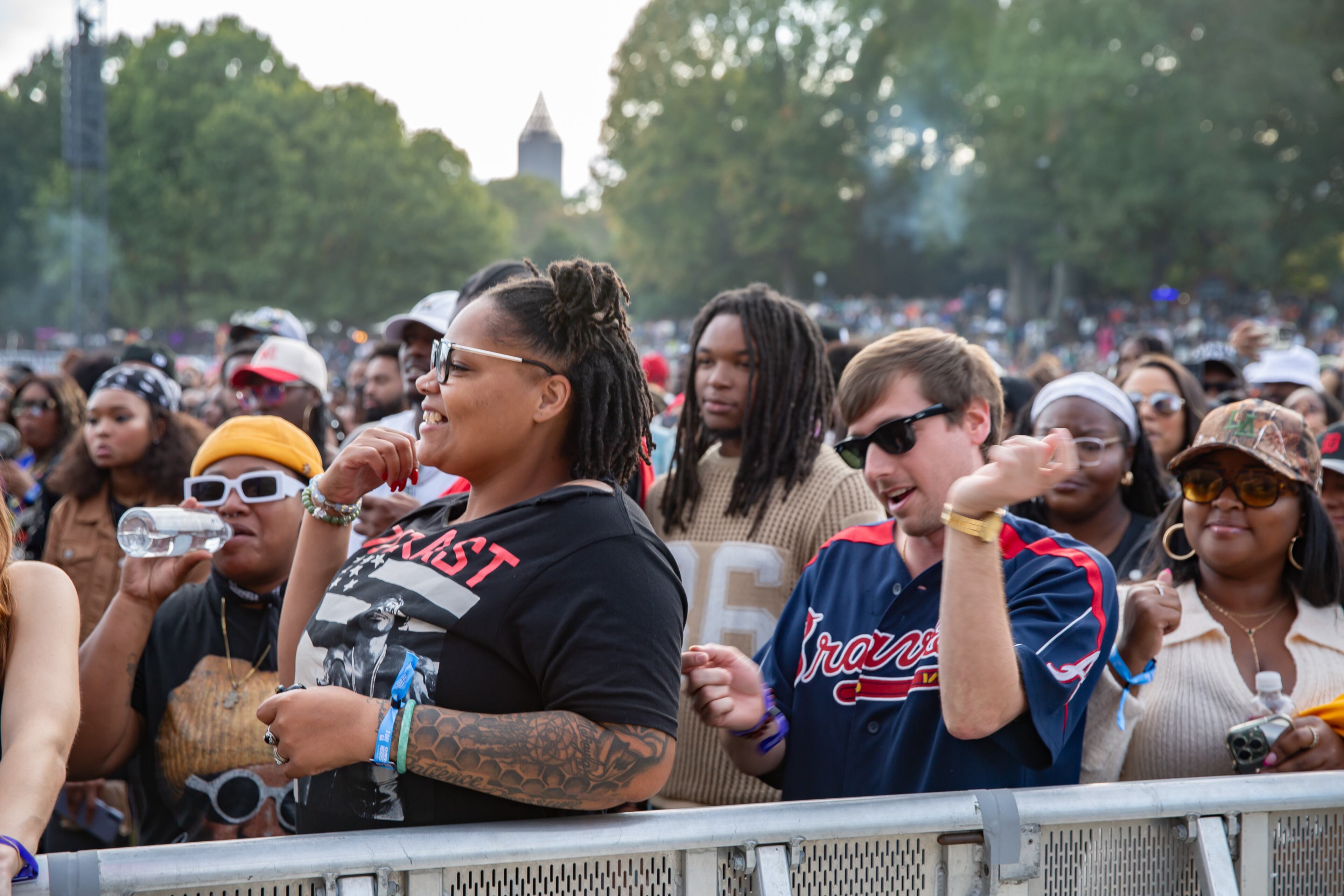 Crowds wait to come into Piedmont Park to enjoy the performances at One Musicfest on Saturday, Oct. 25, 2025, in Atlanta. (Ryan Fleisher for the AJC)