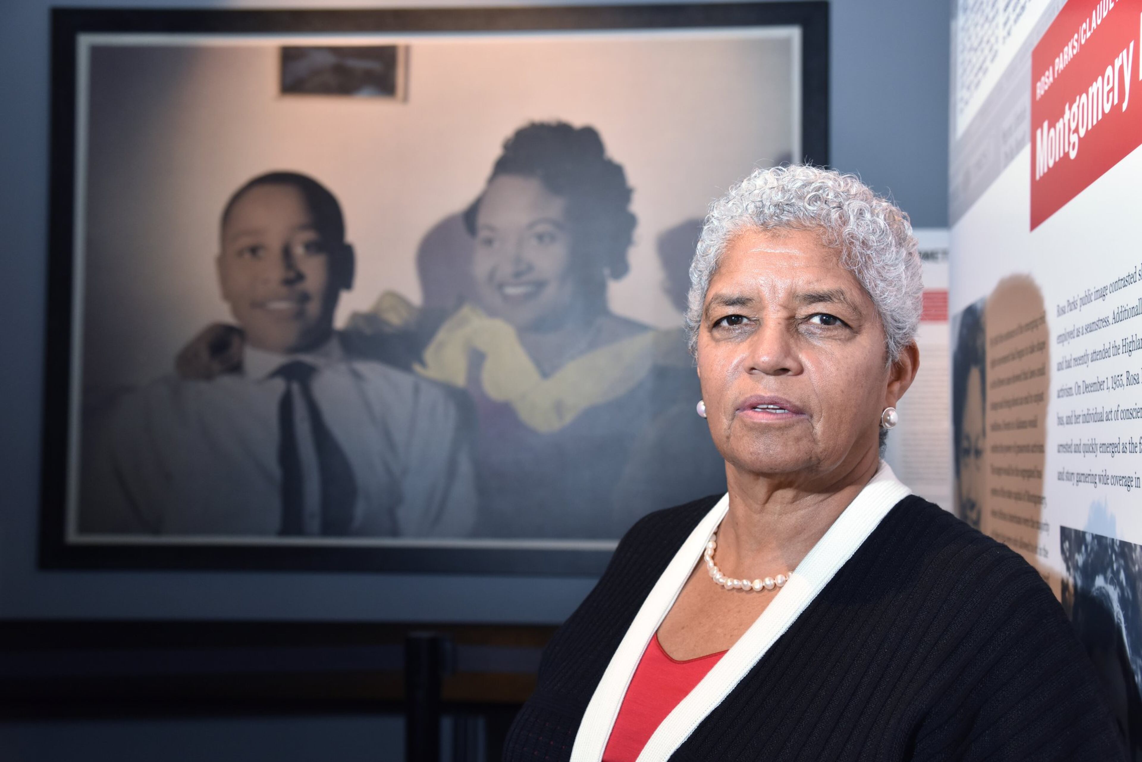 Former Atlanta Mayor Shirley Franklin, pictured in front of a portrait of Emmett Till at the National Center for Civil and Human Rights in 2017, will have a new wing at the center named for her. (Hyosub Shin/AJC 2017)