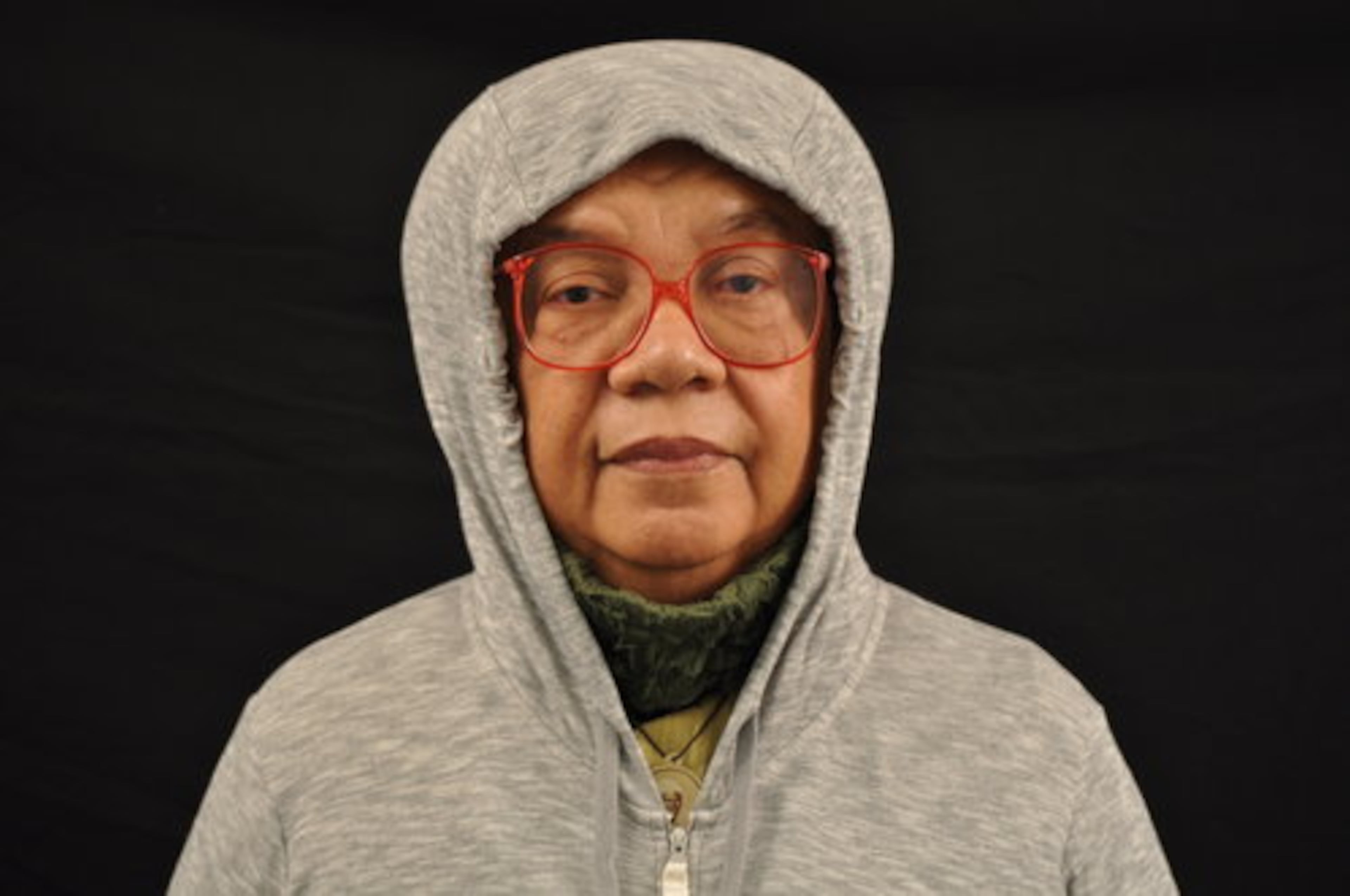 In this March 21, 2012 photo released by the Children's Defense Fund, Marian Wright Edelman of the Children's Defense Fund poses in a gray hooded sweatshirt in Washington, in support of the family of Trayvon Martin who was killed Feb. 26, in Sanford, Fla. Martin was returning to a gated community in the city after buying candy at a convenience store.