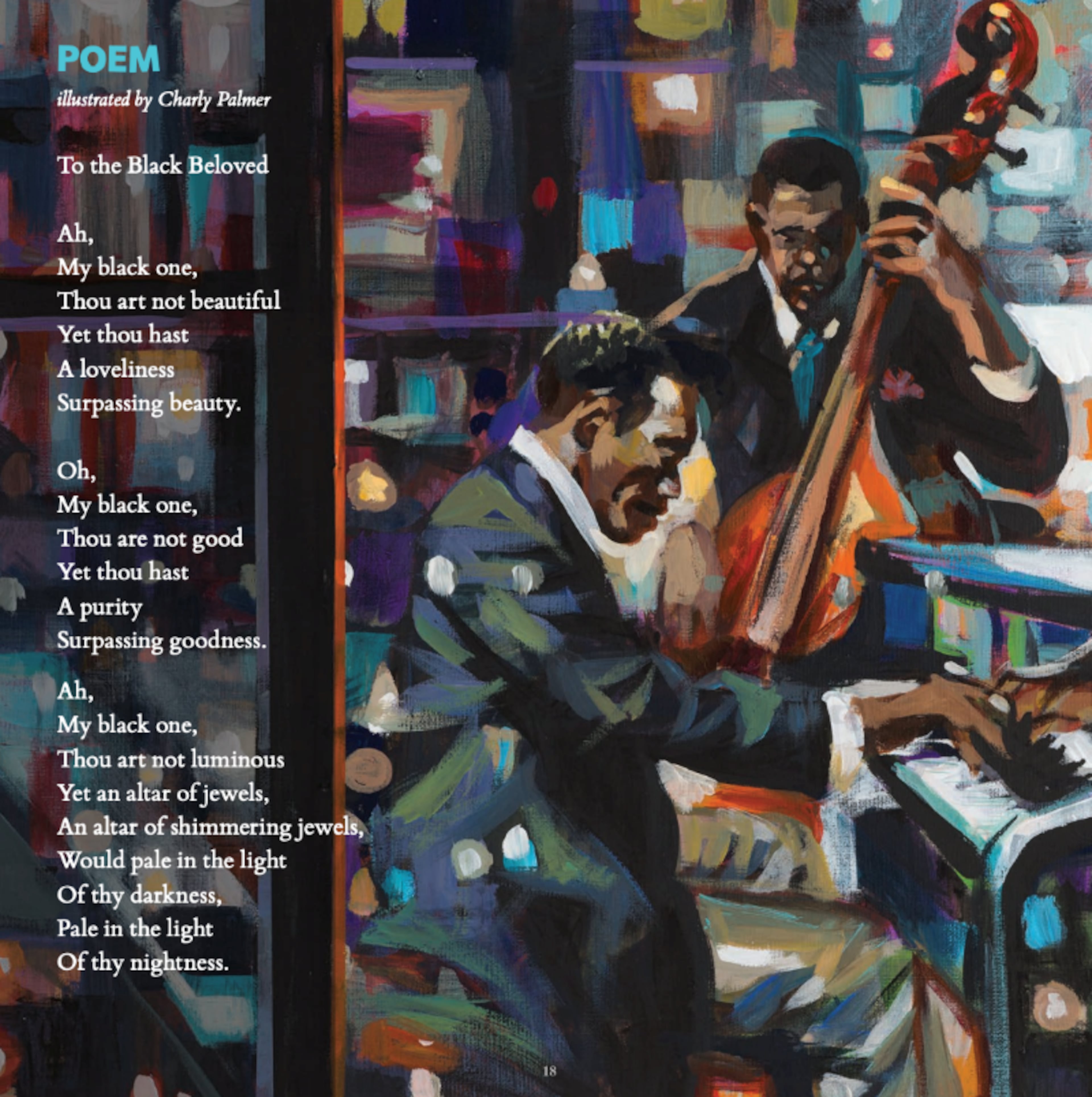 "Poem" is an acrylic on illustration board piece created by Atlanta-based fine artist Charly Palmer for 'Melodies of the Weary Blues' children's book. (Courtesy of Charly Palmer)