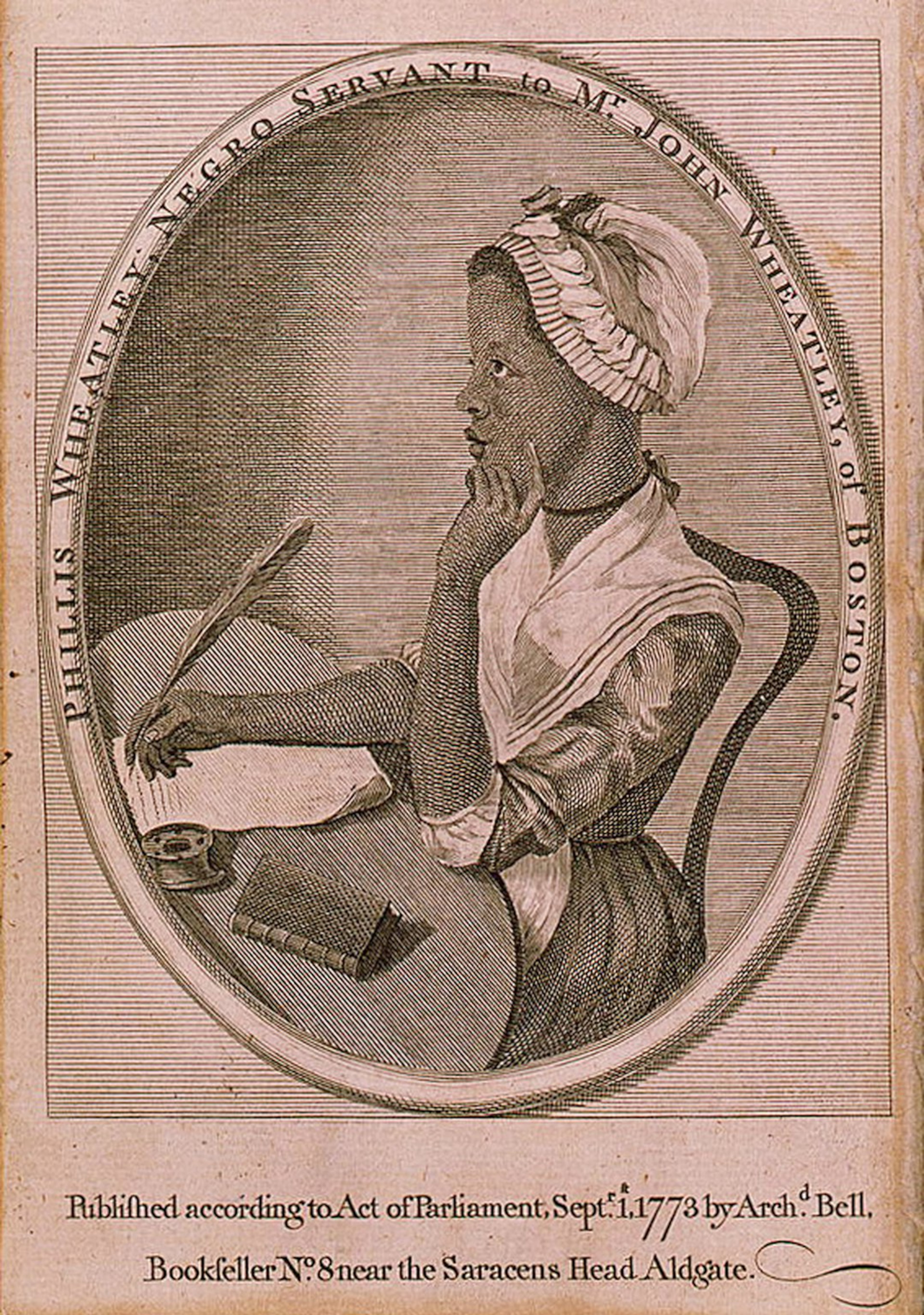 In 1773, Phillis Wheatley, “a Negro servant to Mr. John Wheatley, of Boston,” published her first and only book of verse, “Poems on Various Subjects, Religious and Moral.” The volume included a preface in which 18 Bostonian men, including John Hancock, offered proof she was indeed the writer. (AJC file photo)