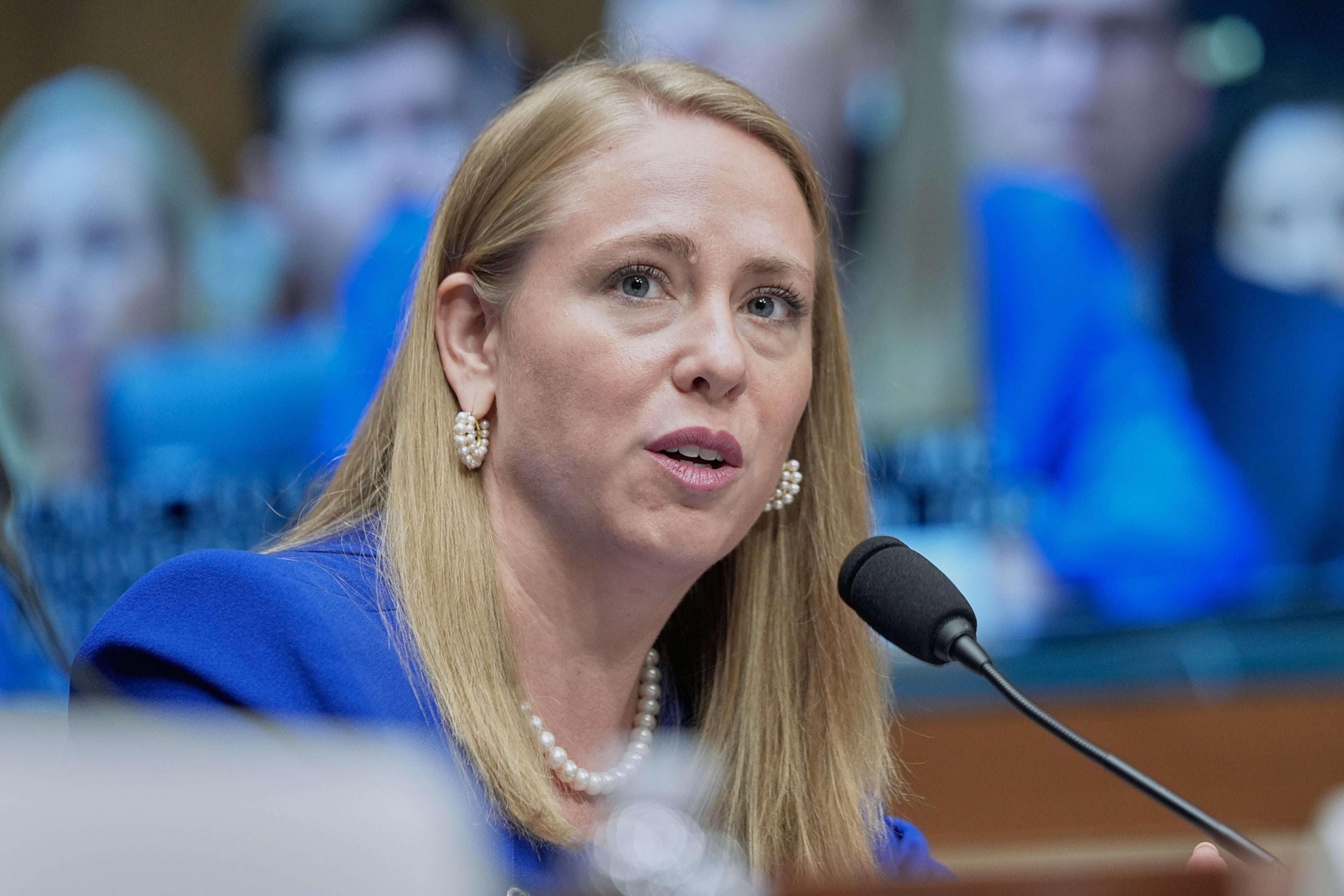 Andrea Lucas, chair of the Equal Employment Opportunity Commission, testifies during a Senate Health, Education, Labor, and Pensions (HELP) Committee hearing on June 18, 2025, on Capitol Hill in Washington. (Mariam Zuhaib/AP)