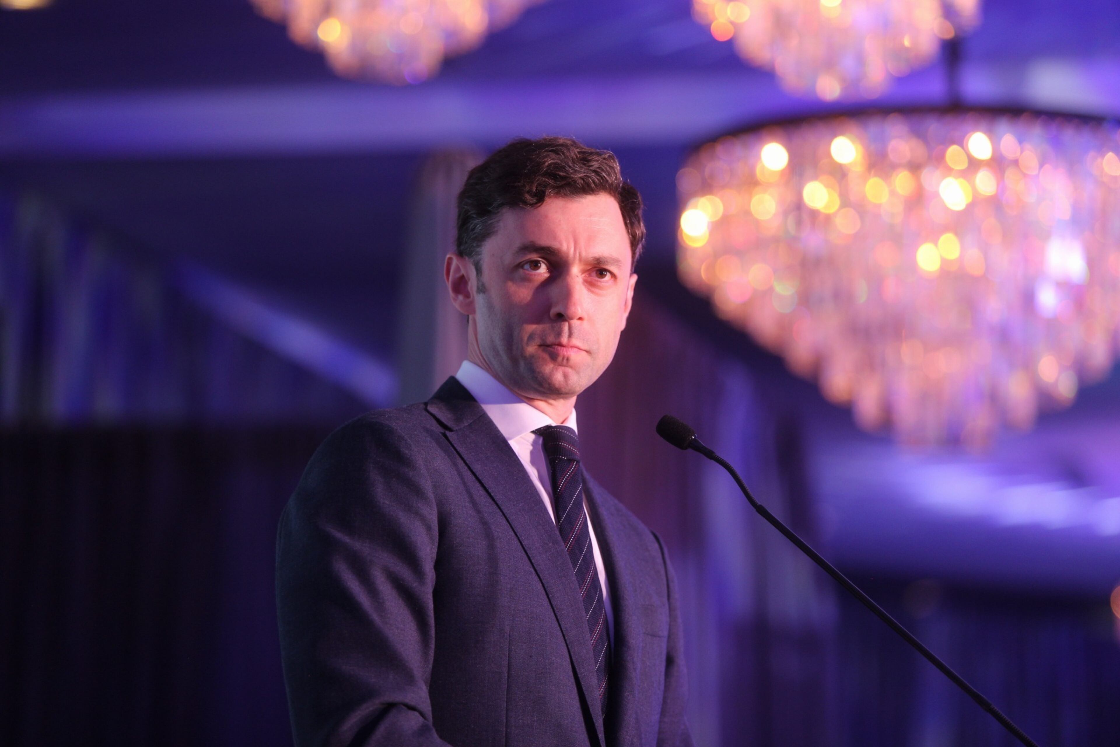Sen. Jon Ossoff, who once interned for John Lewis, speaks at the Good Trouble gala. (Zaire Breedlove/AJC)