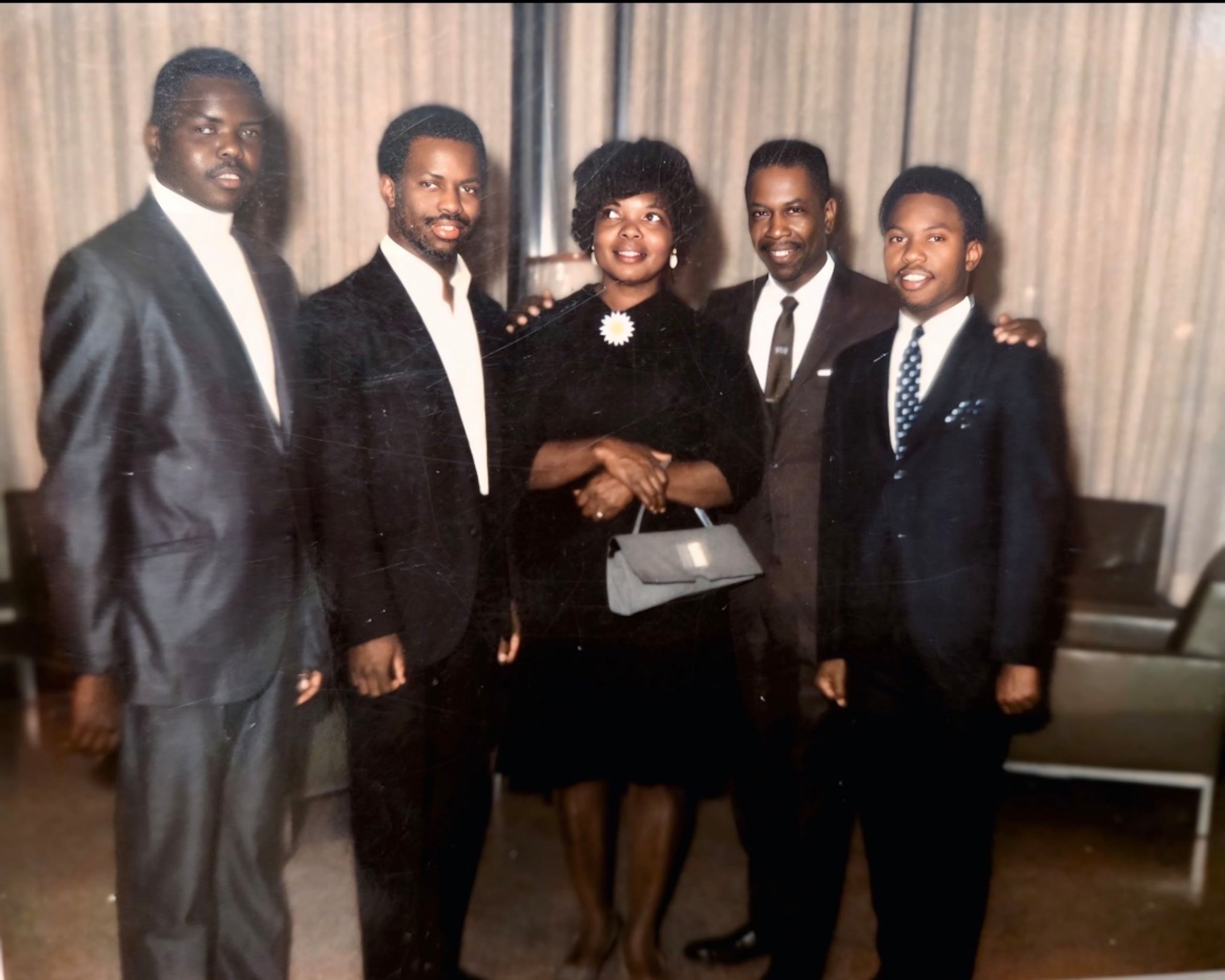 The McNair family, circa 1971: From left, Eric McNair, Ronald McNair, Pearl McNair, Carl Columbus McNair and Carl McNair. (Courtesy of Carl McNair)