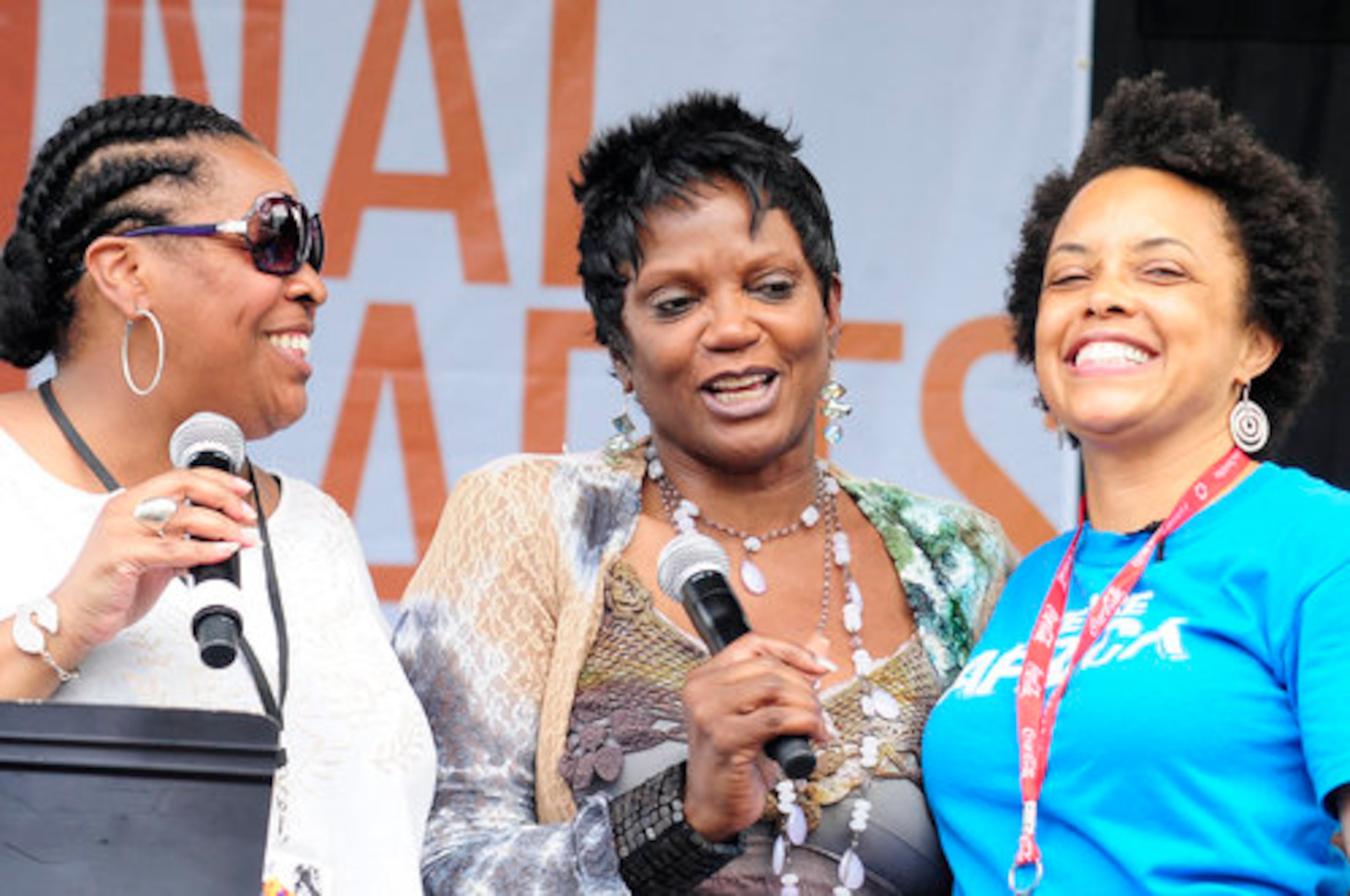 Actress Anna Maria Horsford is given her African ancestral information by Gina Paige of AfricanAncestry.com with the help of the NBAF's Leatrice Ellzy. (Raymond Hagans)