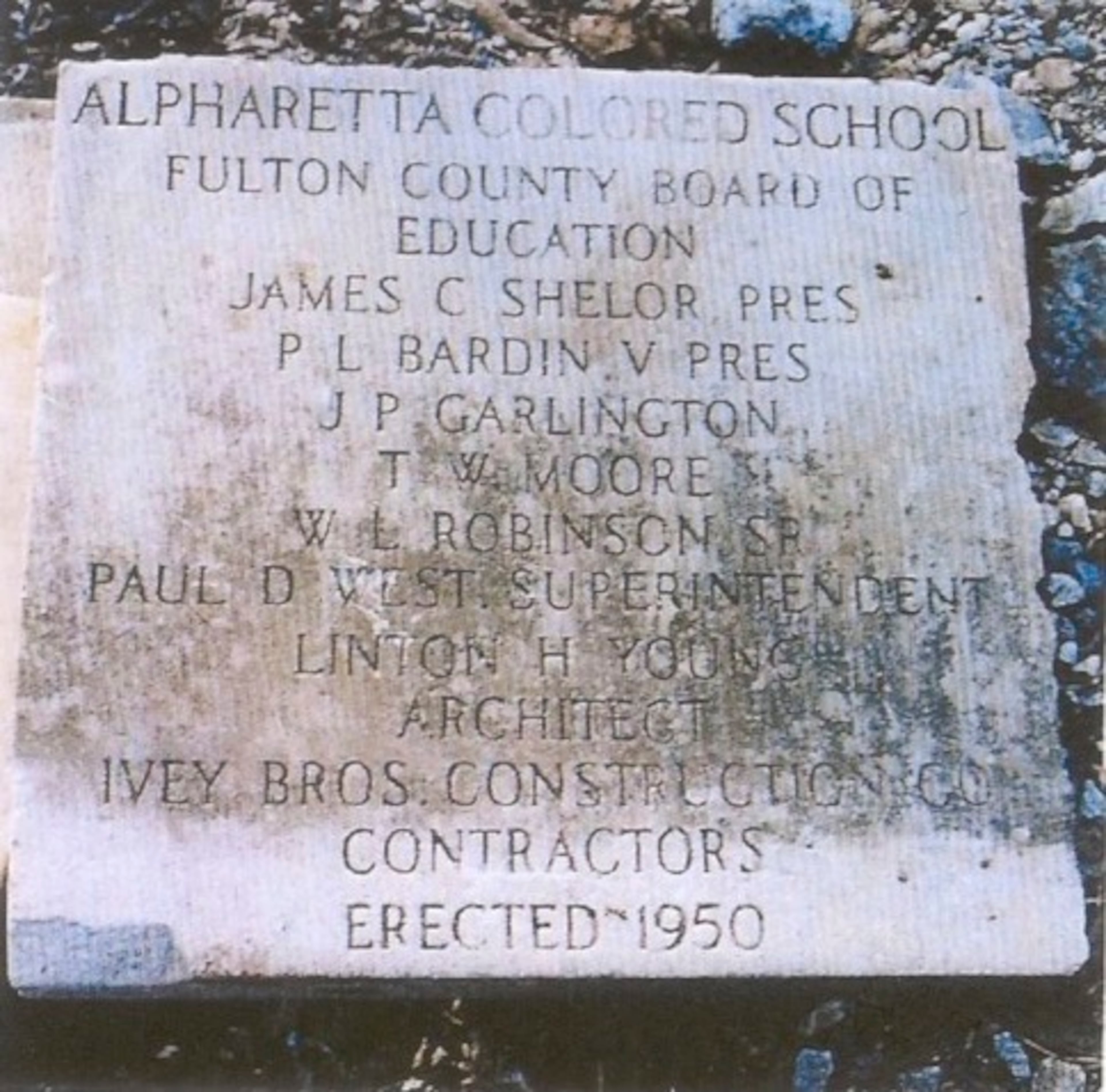 The Alpharetta Colored School was erected in 1950 and renamed the Bailey-Johnson School in 1953 after a former slave and proponent of African-American educatior, Warren Johnson, and George “Hard” Bailey, donor of the land. (Courtesy of Alpharetta and Old Milton County Historical Society)