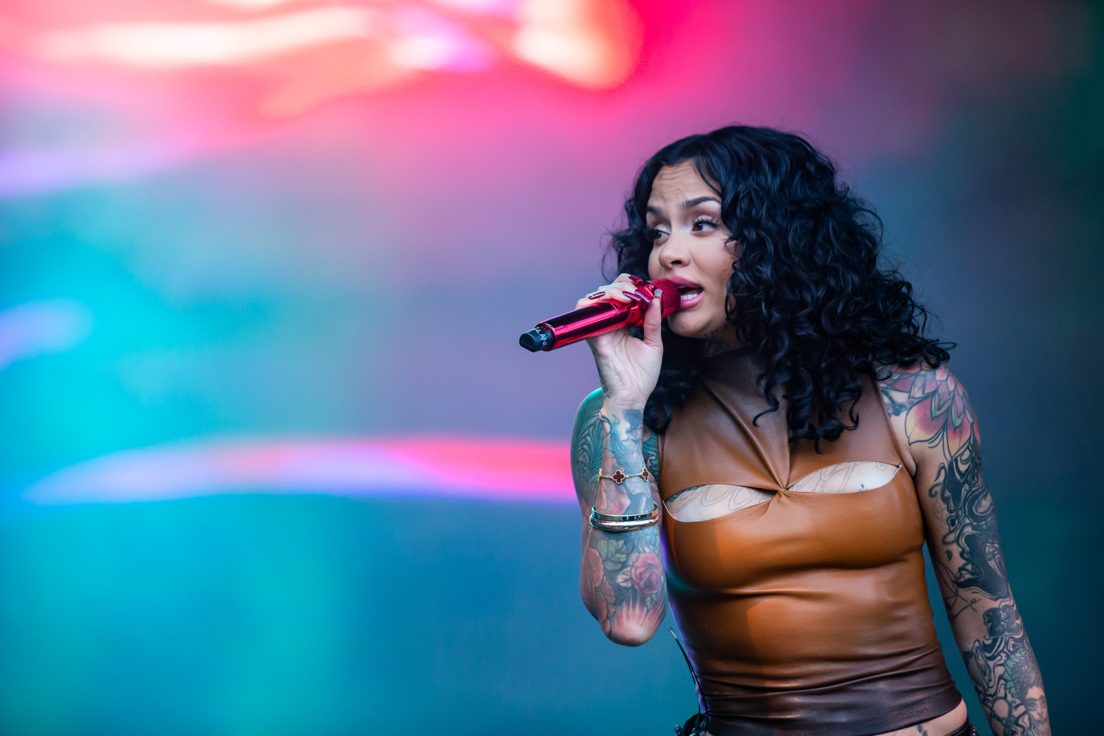 Kehlani dazzles the crowd with hit after hit as the first set of the evening at One Musicfest on Saturday, Oct. 25, 2025, at Piedmont Park in Atlanta. (Ryan Fleisher for the AJC)