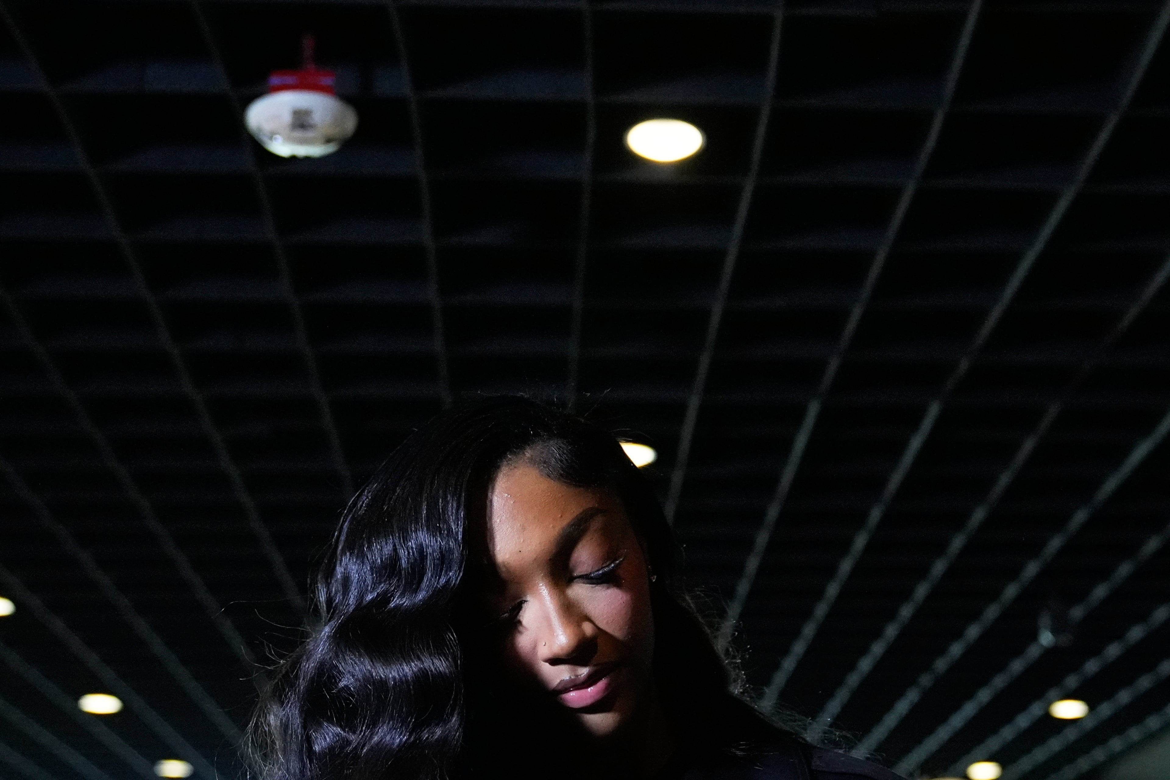 Angel Reese is introduced by the Atlanta Dream on Friday, April 17, 2026. The Dream acquired Reese for first-round draft picks in 2027 and 2028. (Brynn Anderson, AP)