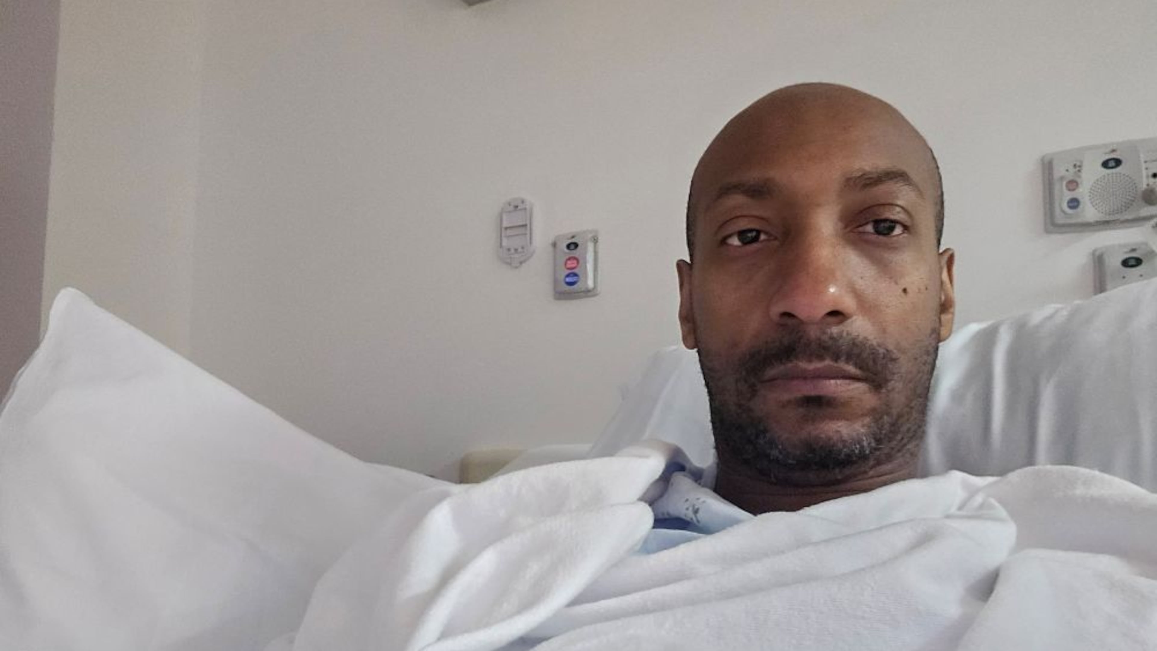 UATL Black culture reporter Christopher A. Daniel checked into Piedmont Hospital in Atlanta after doctors found a stomach ulcer on Friday, April 12, 2024. This selfie he took and posted on social media (along with his story) inspired many followers to get checkups. (Courtesy of Christopher A. Daniel).
