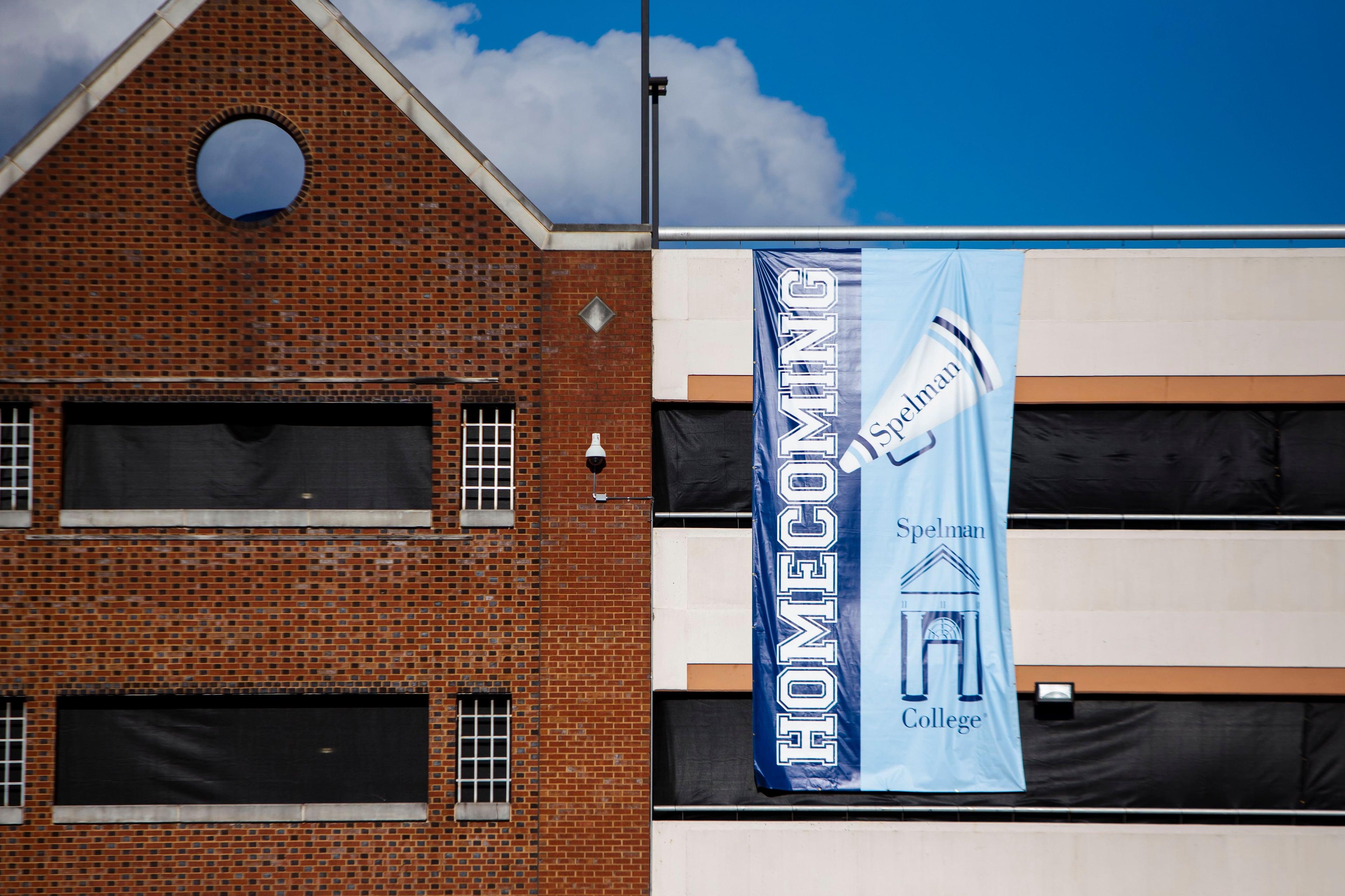 A sign announcing homecoming week hangs at Spelman College on Monday, Oct. 17, 2022, in Atlanta. Monday kicked off the start of homecoming week for both Spelman College and Morehouse College. (Christina Matacotta/AJC)
