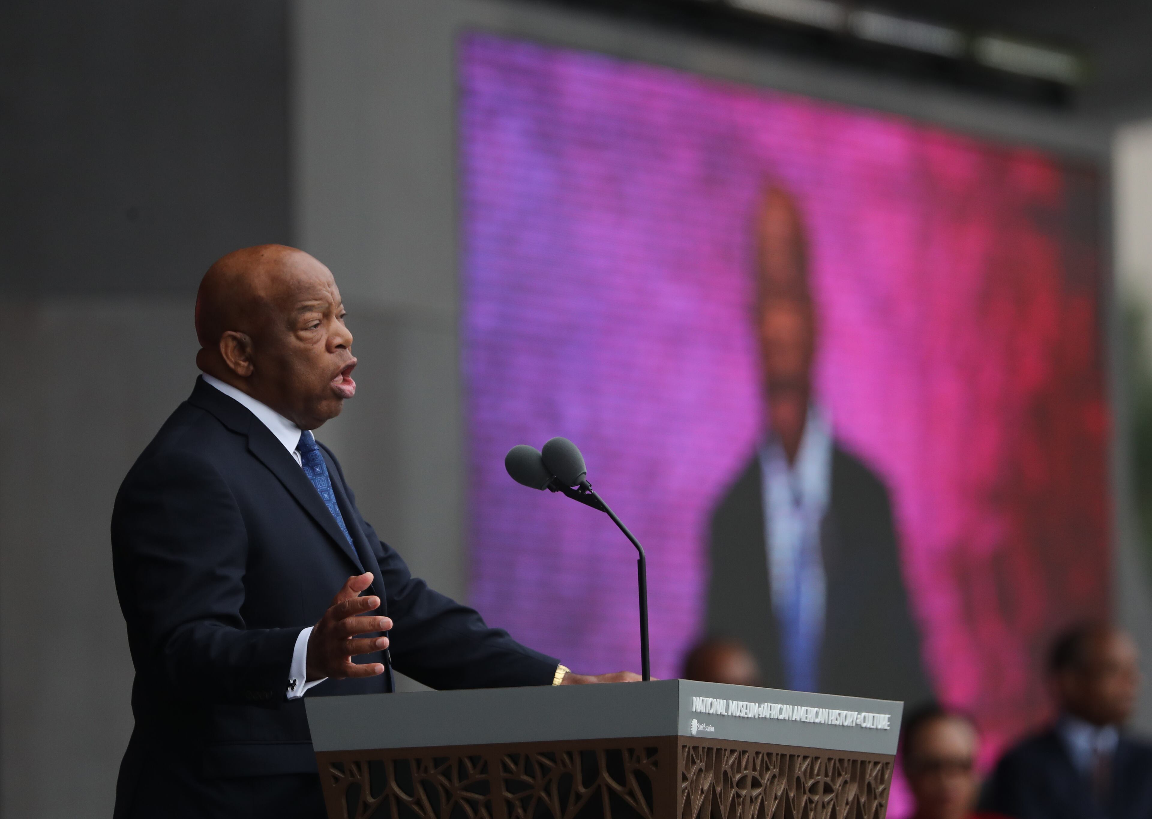 Rep. John Lewis, D-Ga. speaks during the opening ceremony of the Smithsonian National Museum of African American History and Culture on the National Mall in Washington, 2016. (Manuel Balce Ceneta/AP)