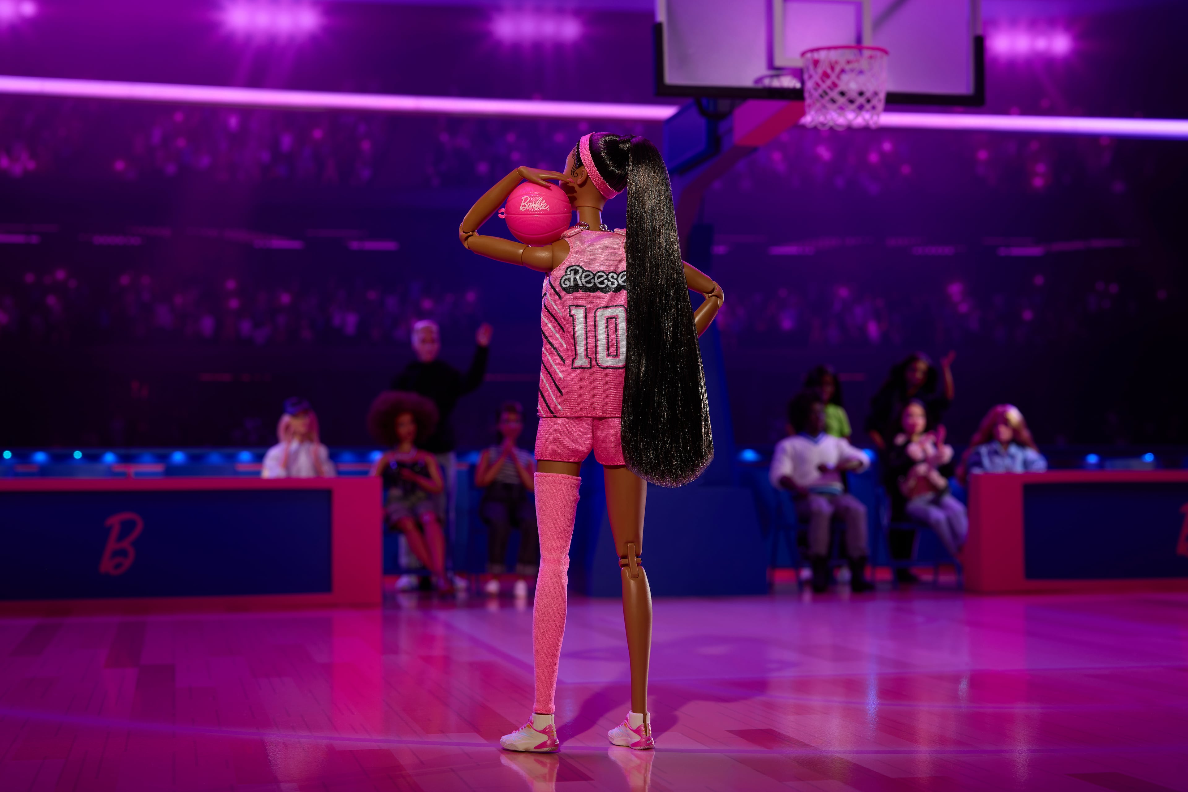 Mattel releases a Barbie in the likeness of Atlanta Dream forward Angel Reese on July 24. The doll launch comes just ahead of Barbie Game Night between the Dream and the Las Vegas Aces on August 3 at State Farm Arena. The "10" on the back of the doll's jersey represents Reese's time playing basketball at Louisiana State University. (Courtesy of Mattel Inc.)
