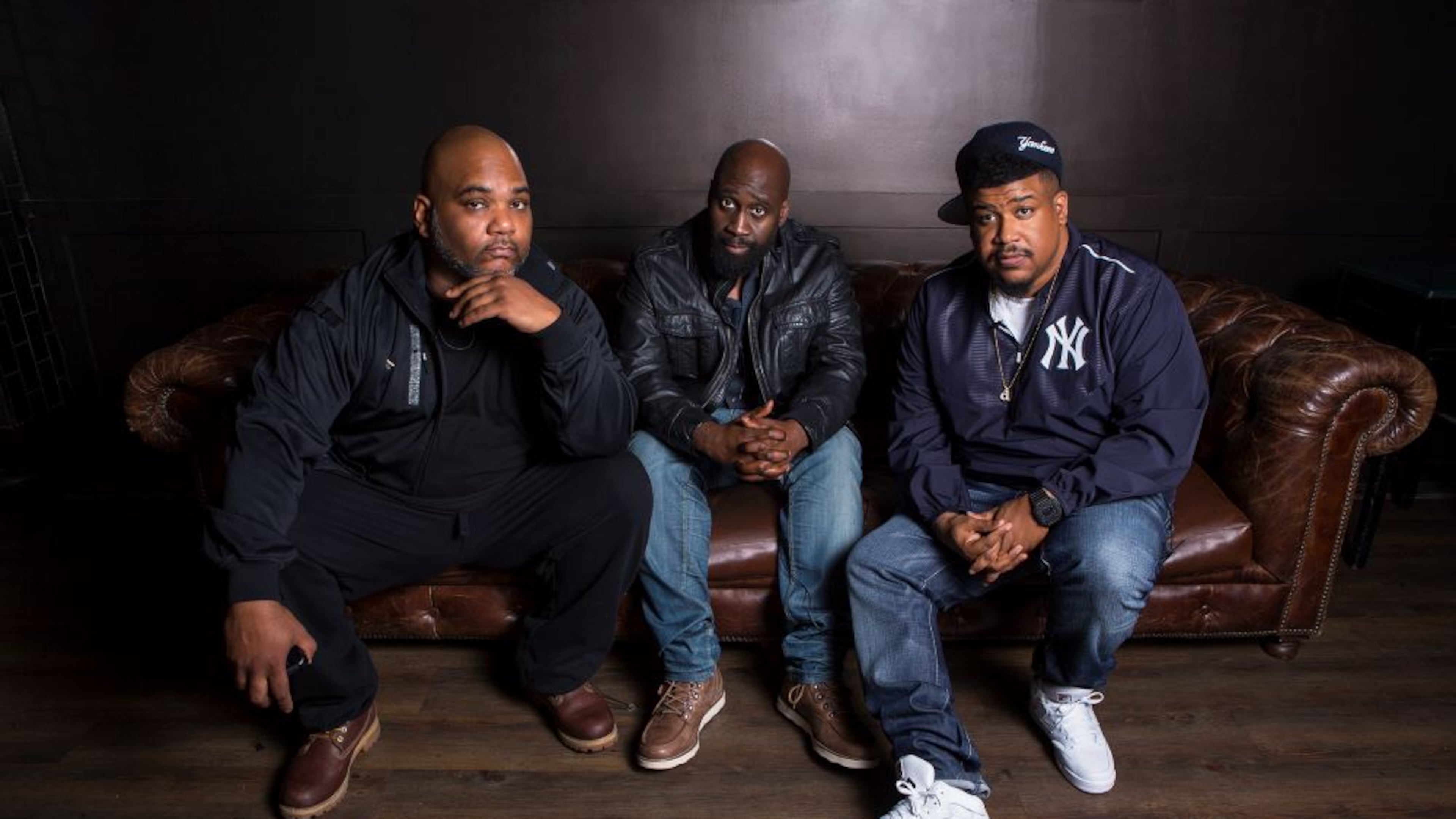 Hip-hop trio De La Soul members Vincent 'Maseo' Mason (from left), Kelvin 'Posdnuos' Mercer and David 'Trugoy the Dove' Jolicoeur are responsible for hip-hop classics 'Me Myself and I,' 'Buddy' and 'Breakadawn.' Jolicoeur died from congestive heart failure in February 2023. (Courtesy of Reservoir Media)