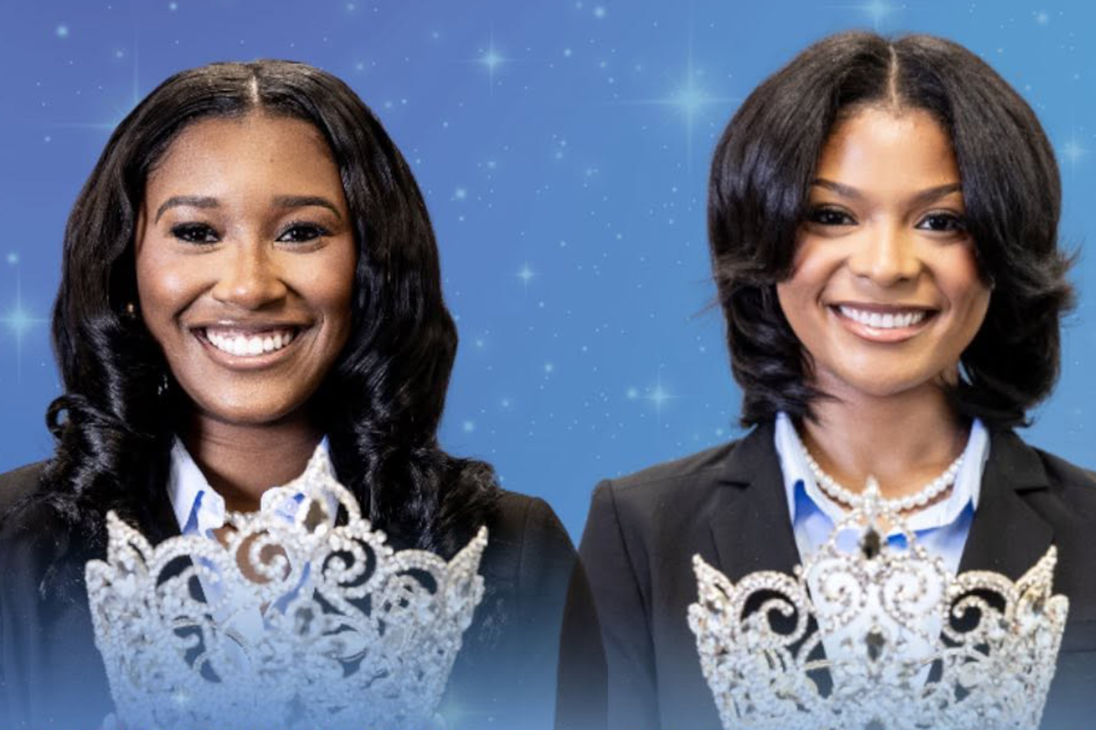Jillian Collier (left) and Kinsley Wilson, shown here in this composite photo, were crowned co-Miss Spelman in April. Wilson has decided to step down from the position. (Courtesy of Spelman College/Facebook)