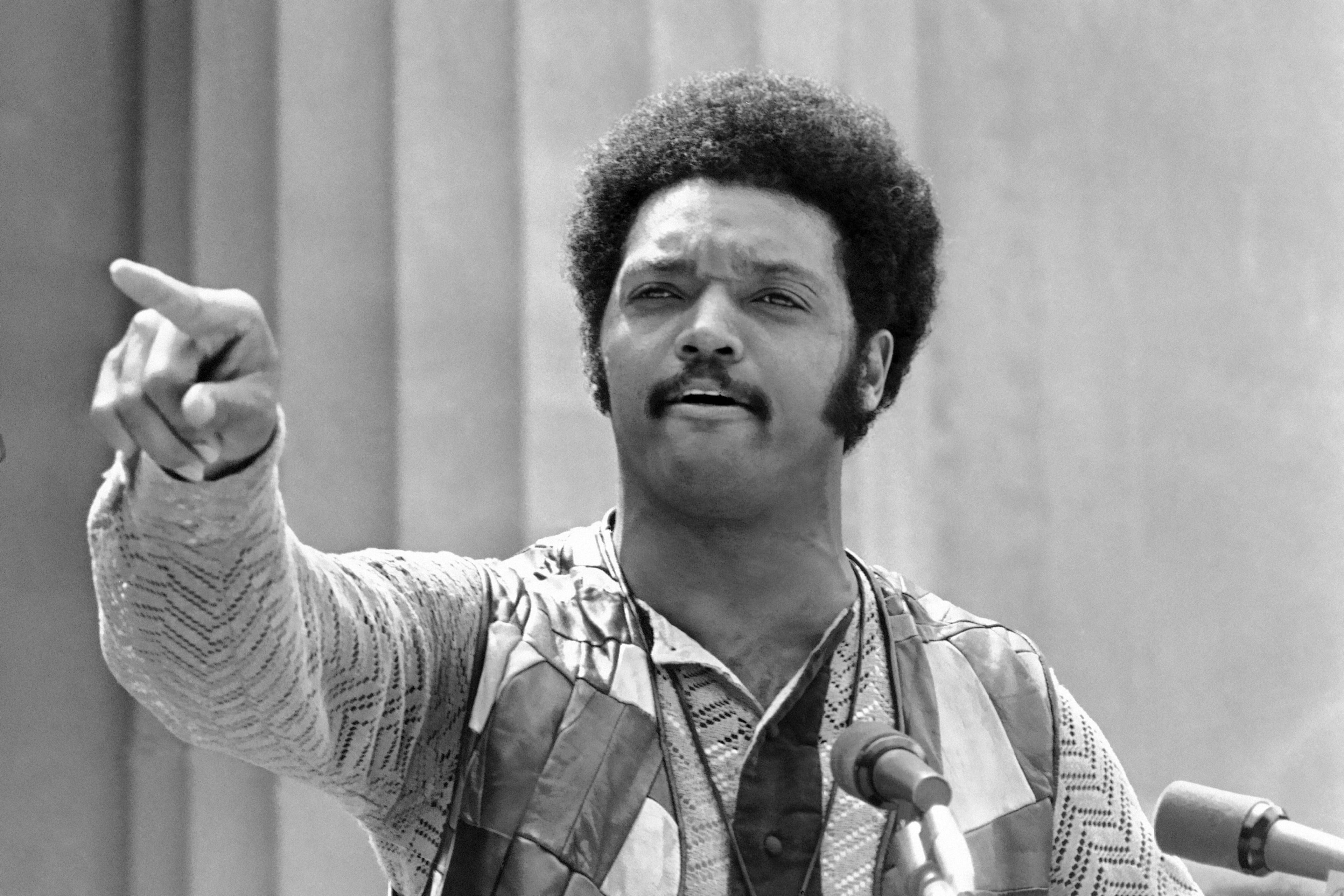 Jesse Jackson, of the Southern Christian Leadership Conference, speaks at a University of California rally on May 27, 1970, at The Greek Theater in Berkeley, Calif. (Sal Veder/Associated Press)