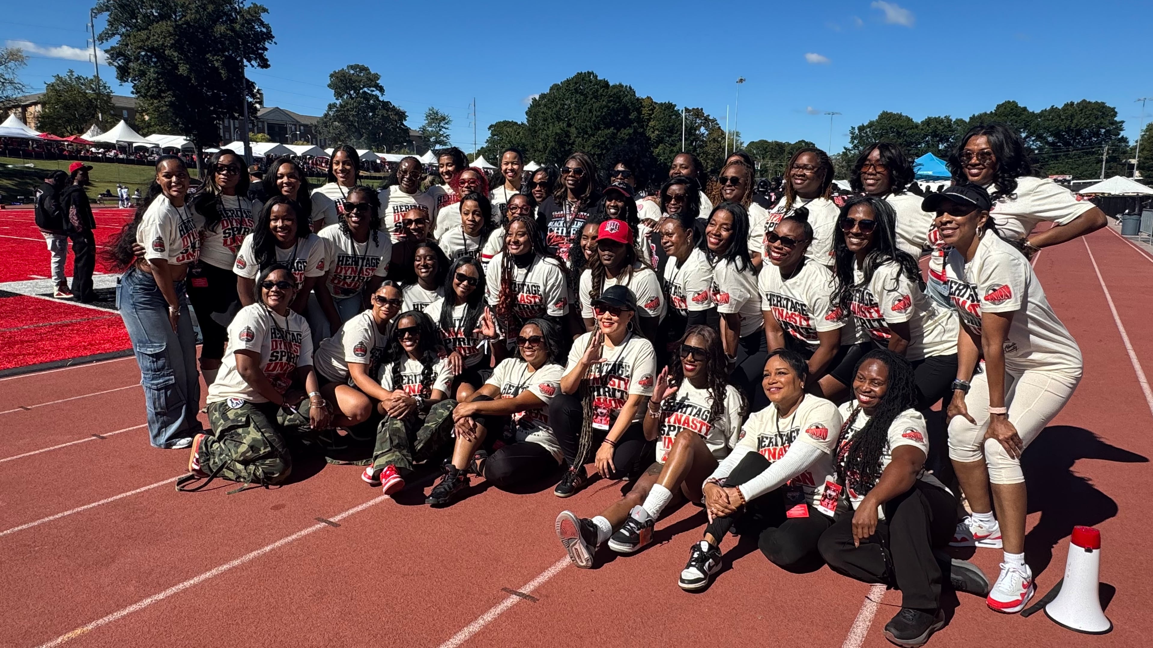 Alumnae of the Clark Atlanta University Cheerleaders at CAU's homecoming on Oct. 17, 2026. (Brooke Leigh Howard/AJC)