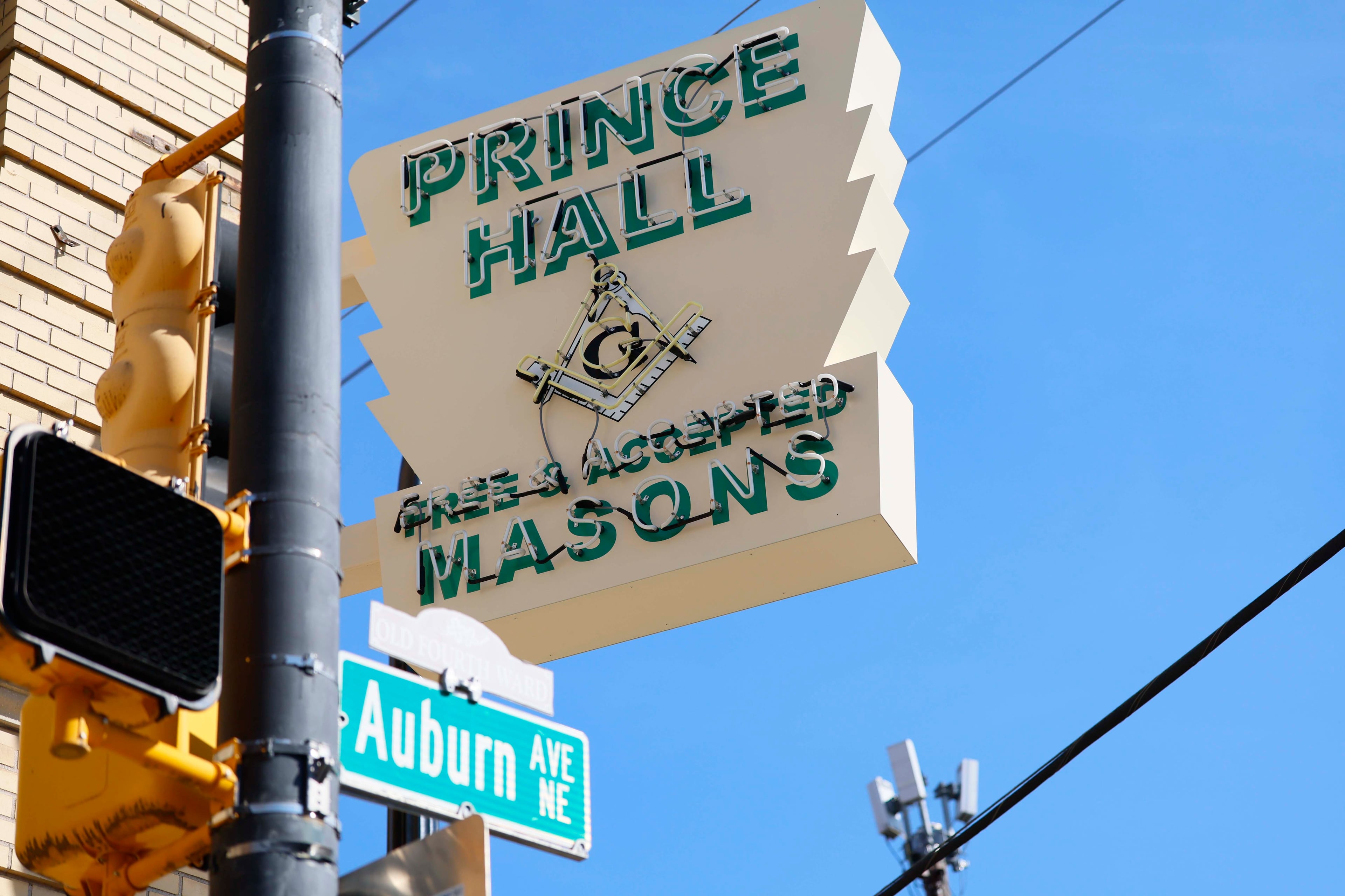 The newly renovated historic Prince Hall Masonic Lodge on Auburn Avenue is now part of the Martin Luther King Jr. National Historical Park. (Miguel Martinez/AJC)