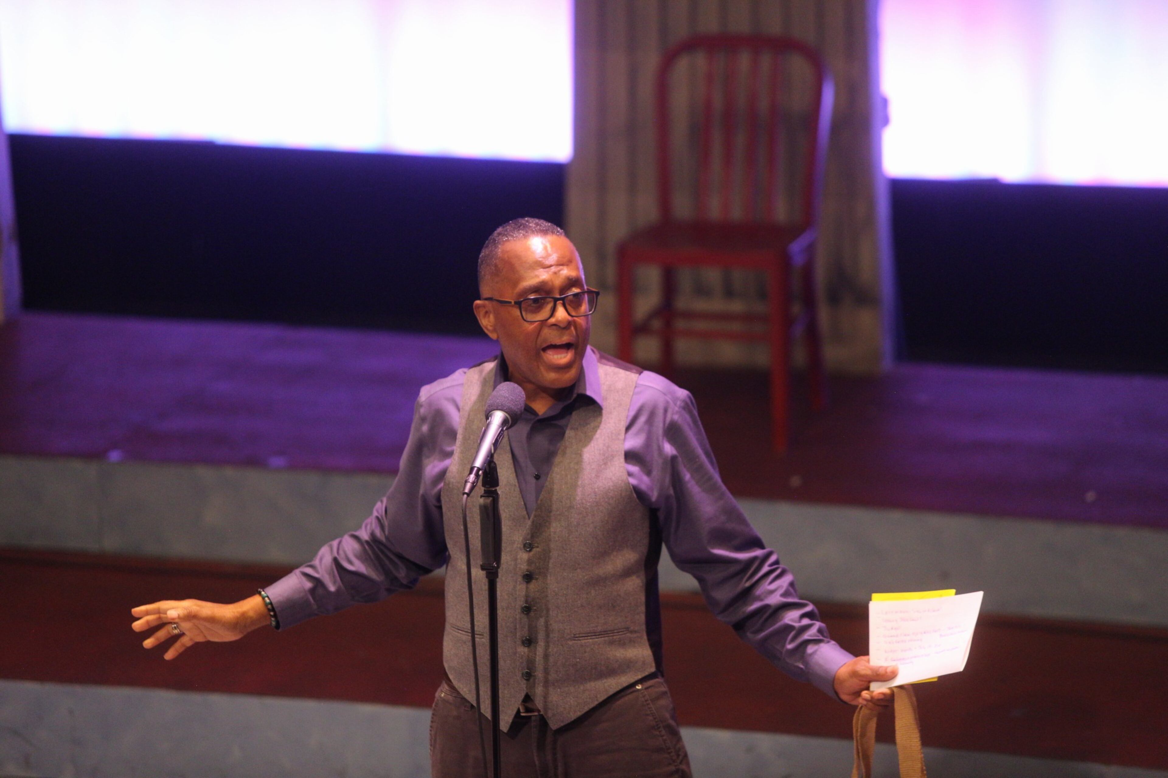 A regular at Toastmasters, Al Wiseman stepped in to be the Moth's StorySLAM host when the opening presented itself. (Courtesy of the Moth)