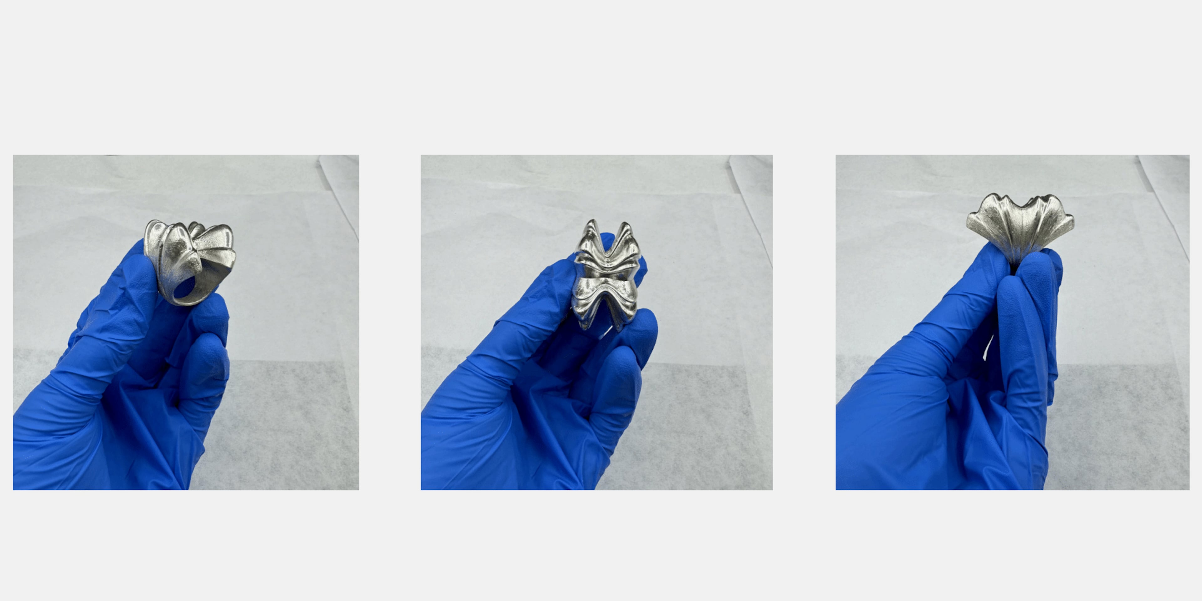 A finished model of SCAD student and 2025 Gucci Changemakers awardee Court Walters' ring design inspired by the Sydney Opera House.