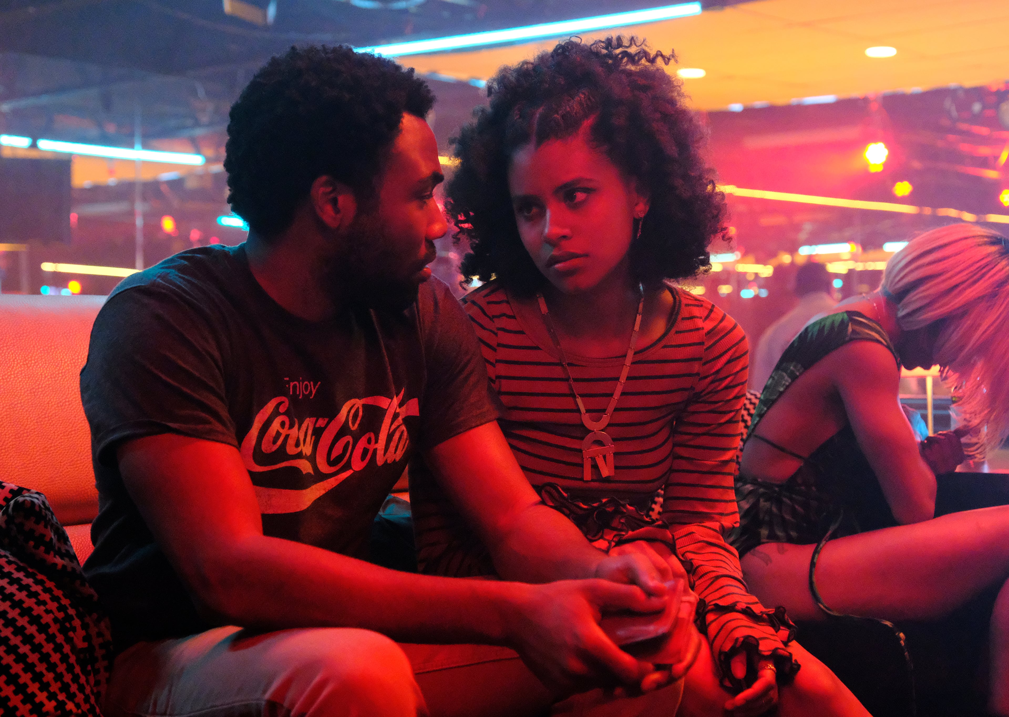 Donald Glover and Zazie Beetz in "Money Bag Shawty" on "Atlanta." (Guy D'Alema/FX)