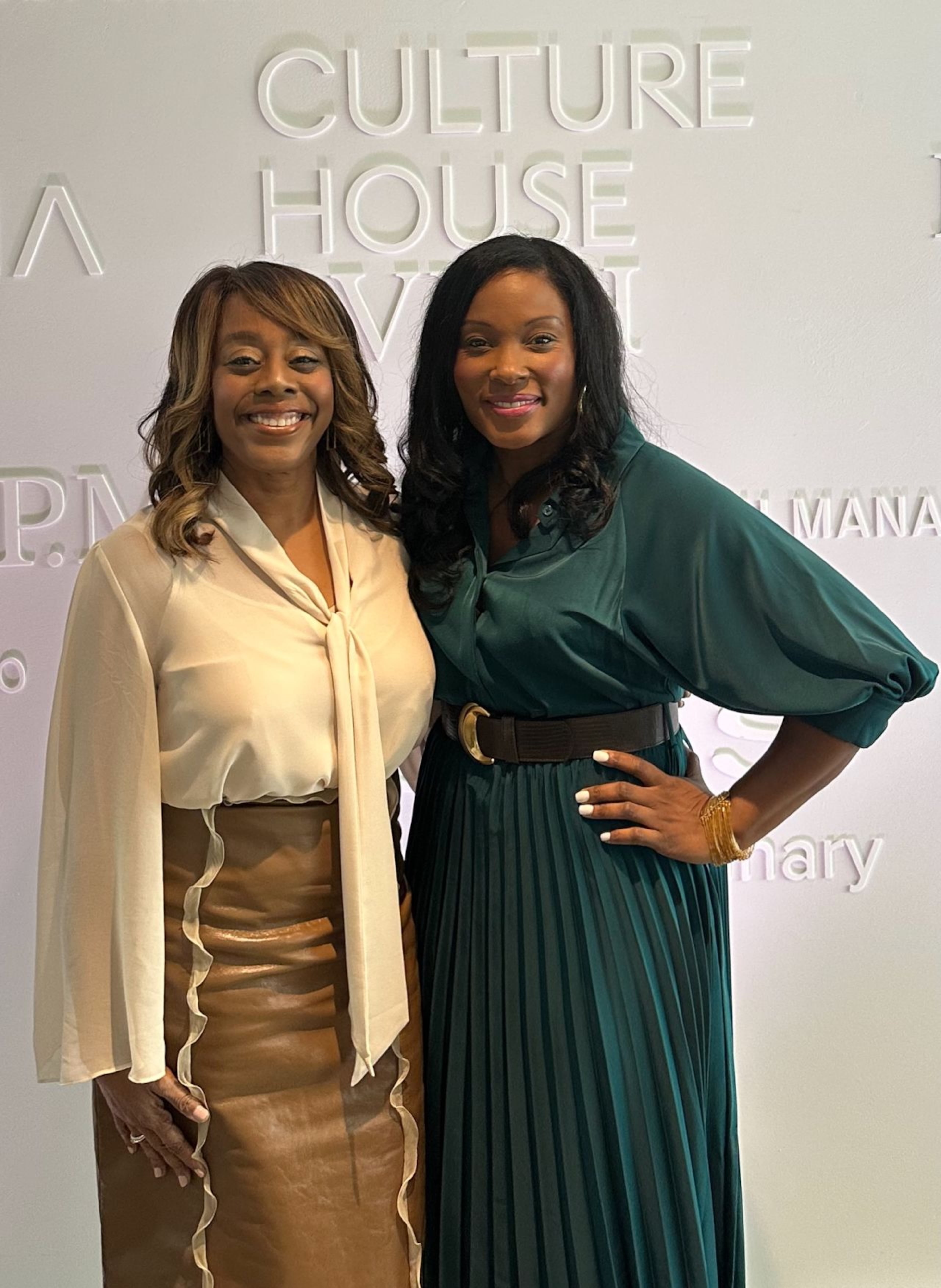 Deborah Riley Draper (left, with Jocelyn Moore) directed the four-part A&E series "James Brown: Say it Loud." (Courtesy of Deborah Riley Draper)