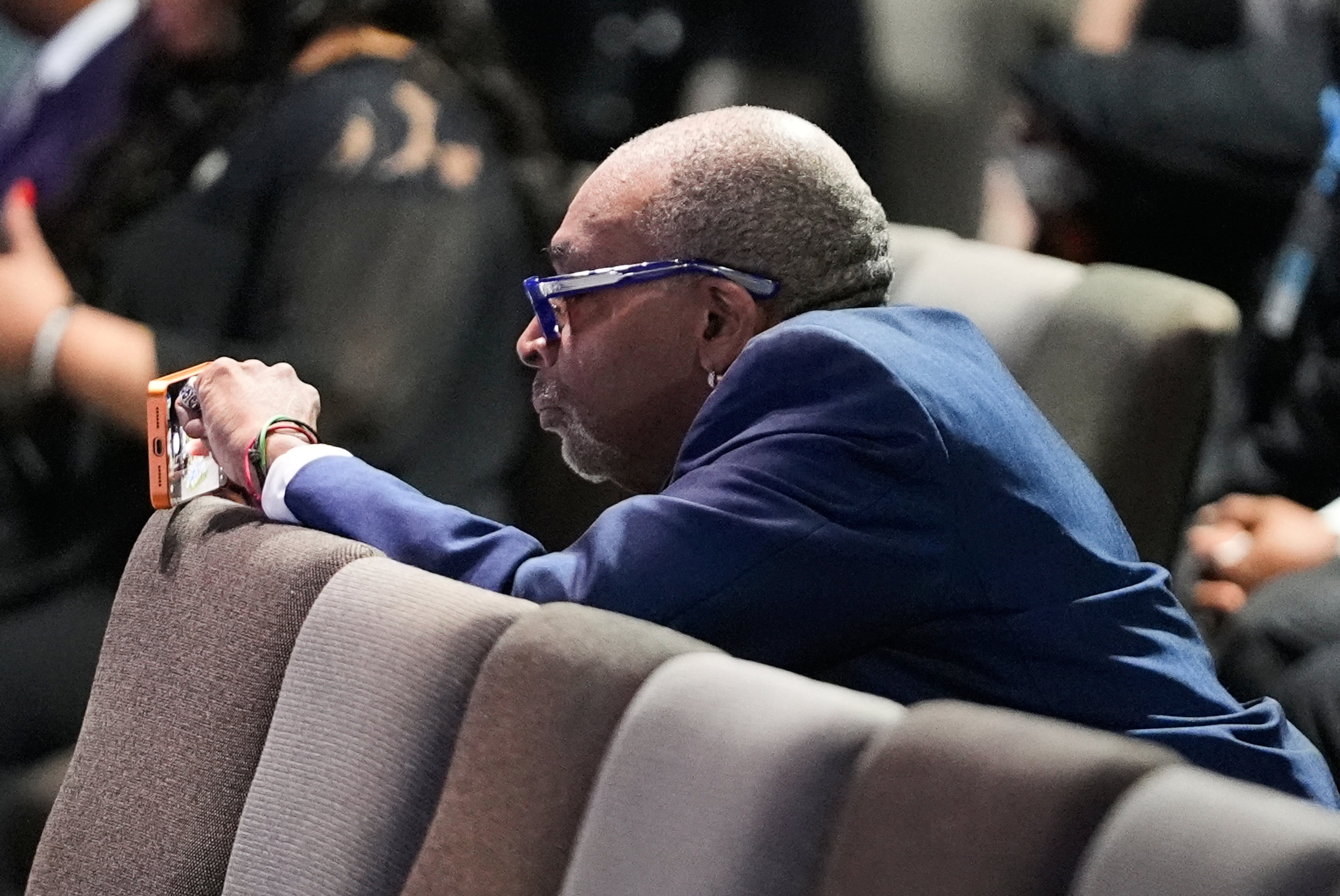 Spike Lee attends a memorial service for Nolan Xavier Wells, an 18-year-old found dead after taking a July 4 boat trip with friends, Monday, July 20, 2026, in Ocean Springs, Miss. (Gerald Herbert/AP)