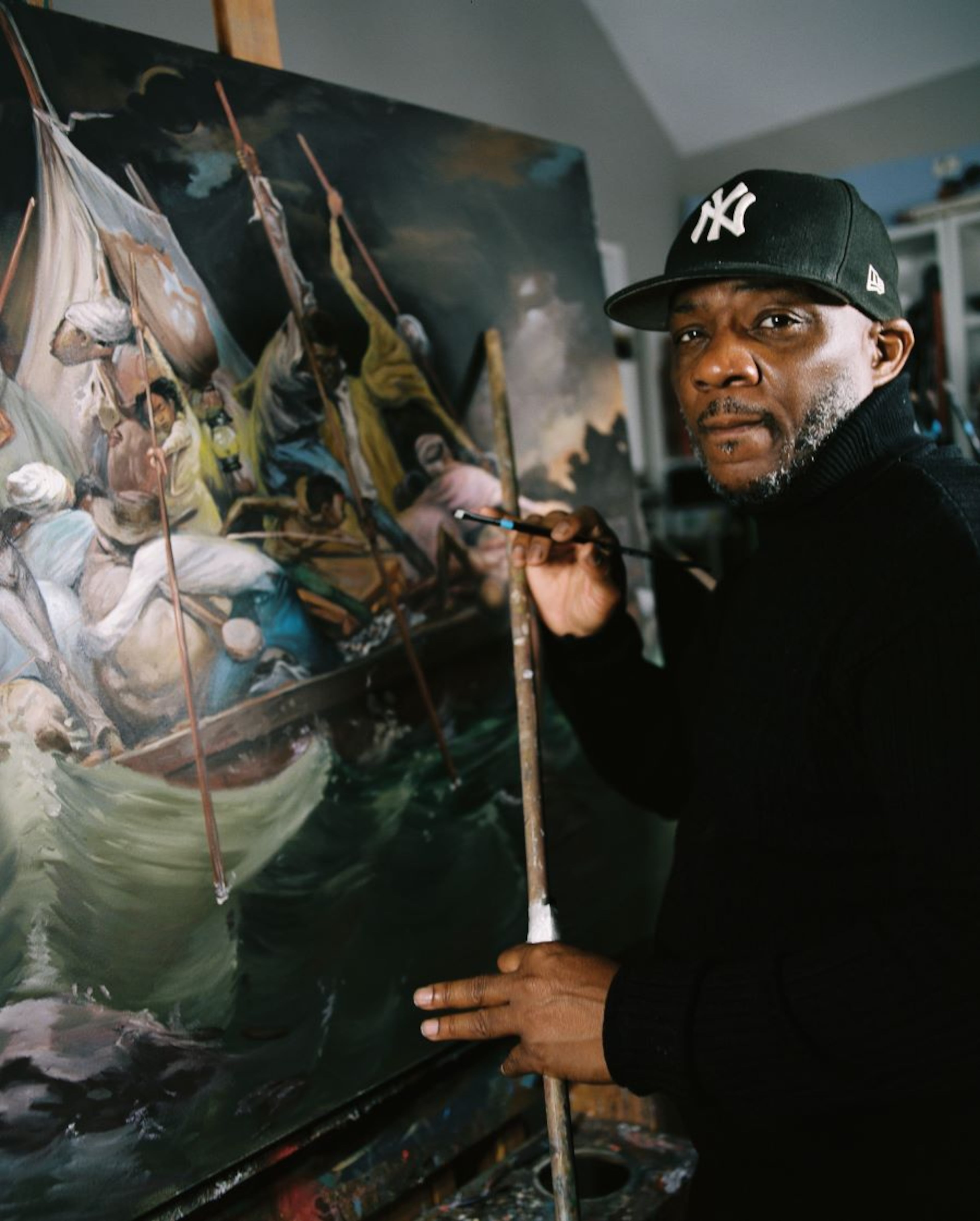 Visual artist Frank Morrison paired "Black Moon Rises" with “The Negro Speaks of Rivers” for an illustration in "Melodies of the Weary Blues" children's book. (Courtesy of Jeremy Davis)