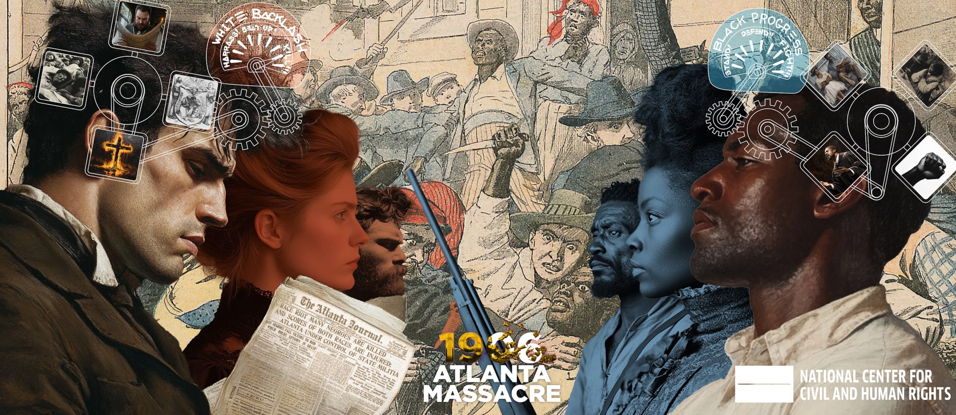 This a prototype of artist Fabian Williams' 1906 Atlanta Race Massacre mural. (Courtesy of Fabian Williams)