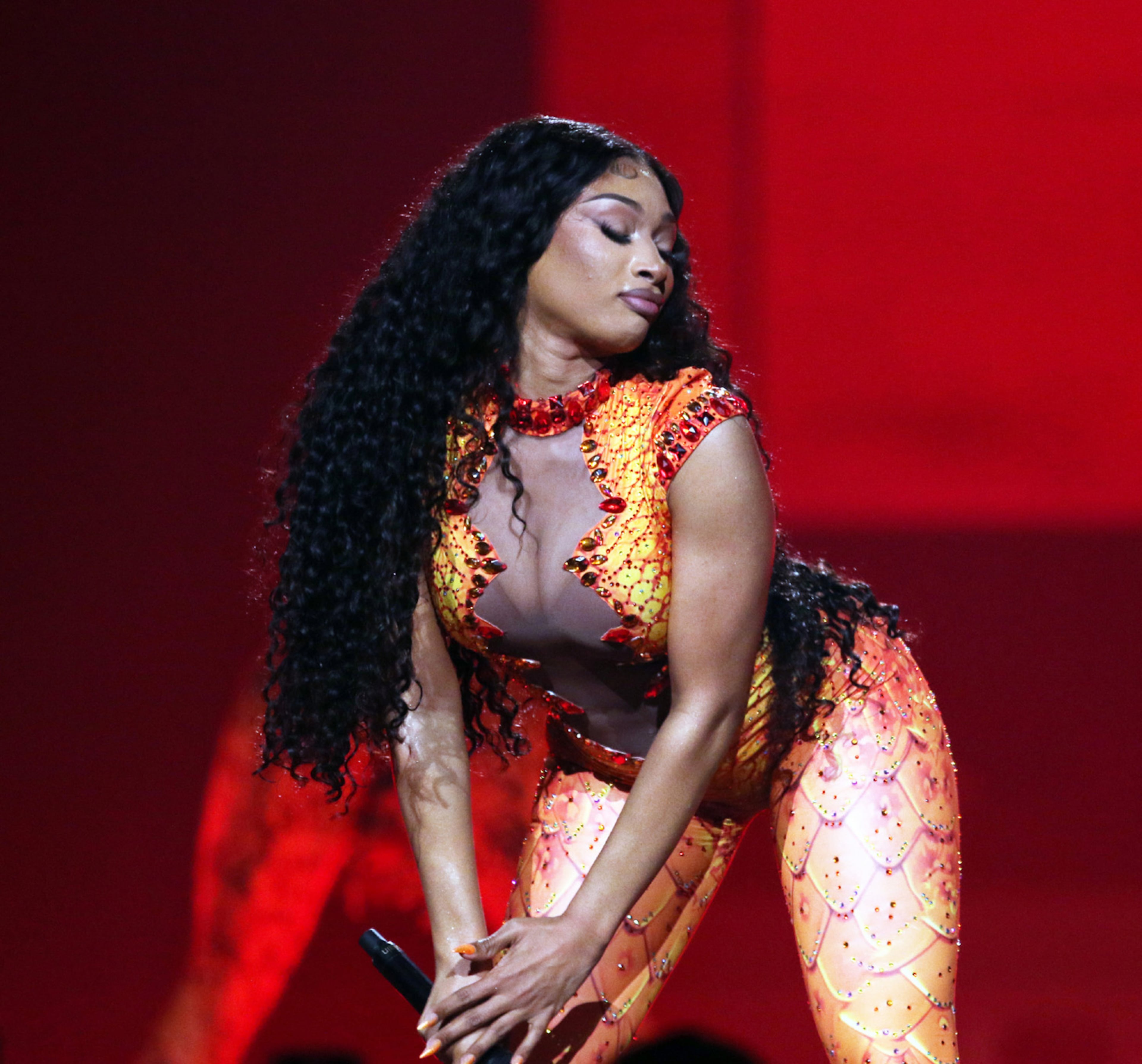 Megan Thee Stallion energized State Farm Arena on Sunday, June 2, 2024, on her Hot Girl Summer Tour, with GloRilla opening the show. Due to broken water lines in Downtown Atlanta, this first of two shows was originally scheduled for Friday night. (Robb Cohen for the AJC)