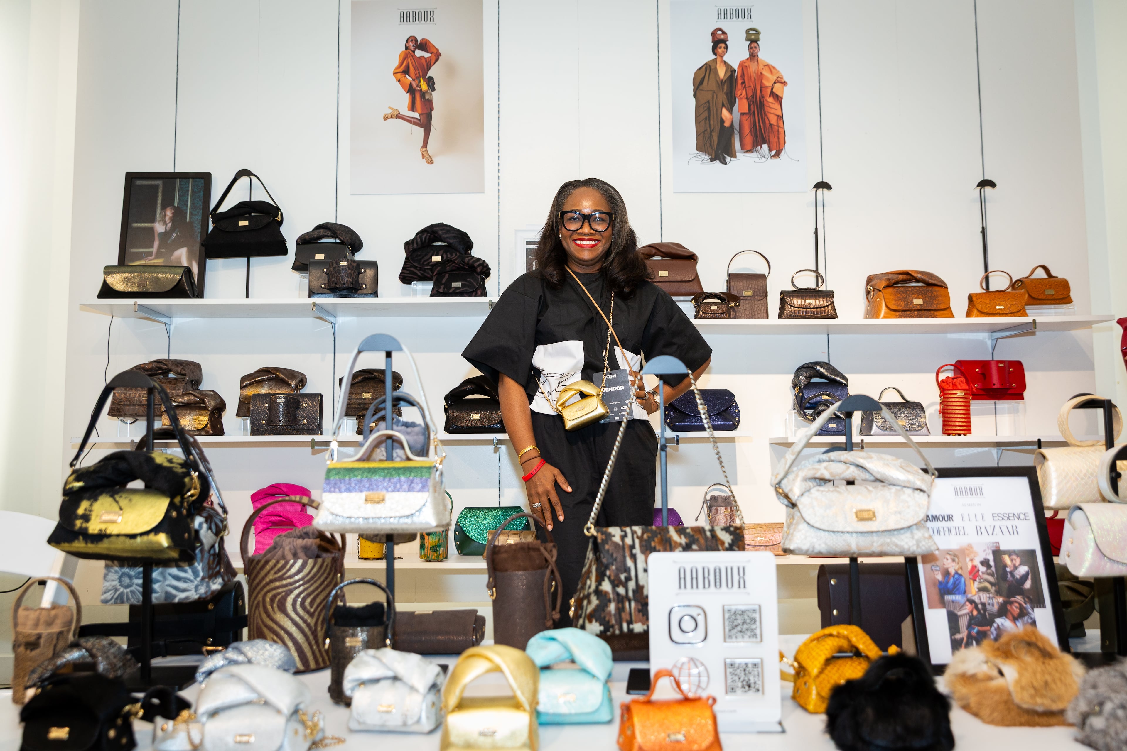 Abboux handbags being sold at a pop-up shop at Atlantic Station on Saturday, October 4, 2025. (Courtesy SRJ Photography)