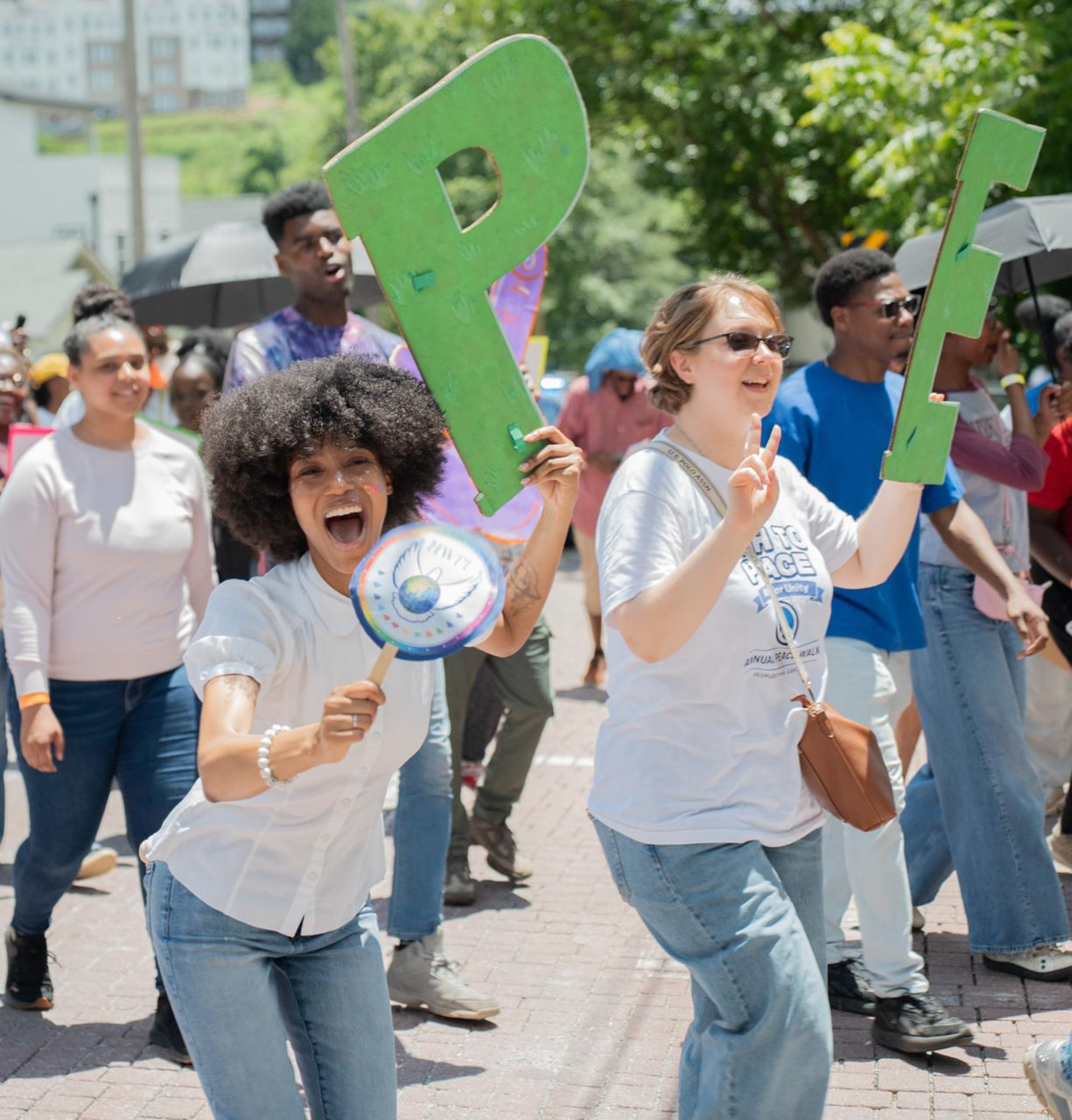 HWPL volunteers during the Play4Peace Peace Walk in Peoplestown. (Courtesy of HWPL Georgia)
