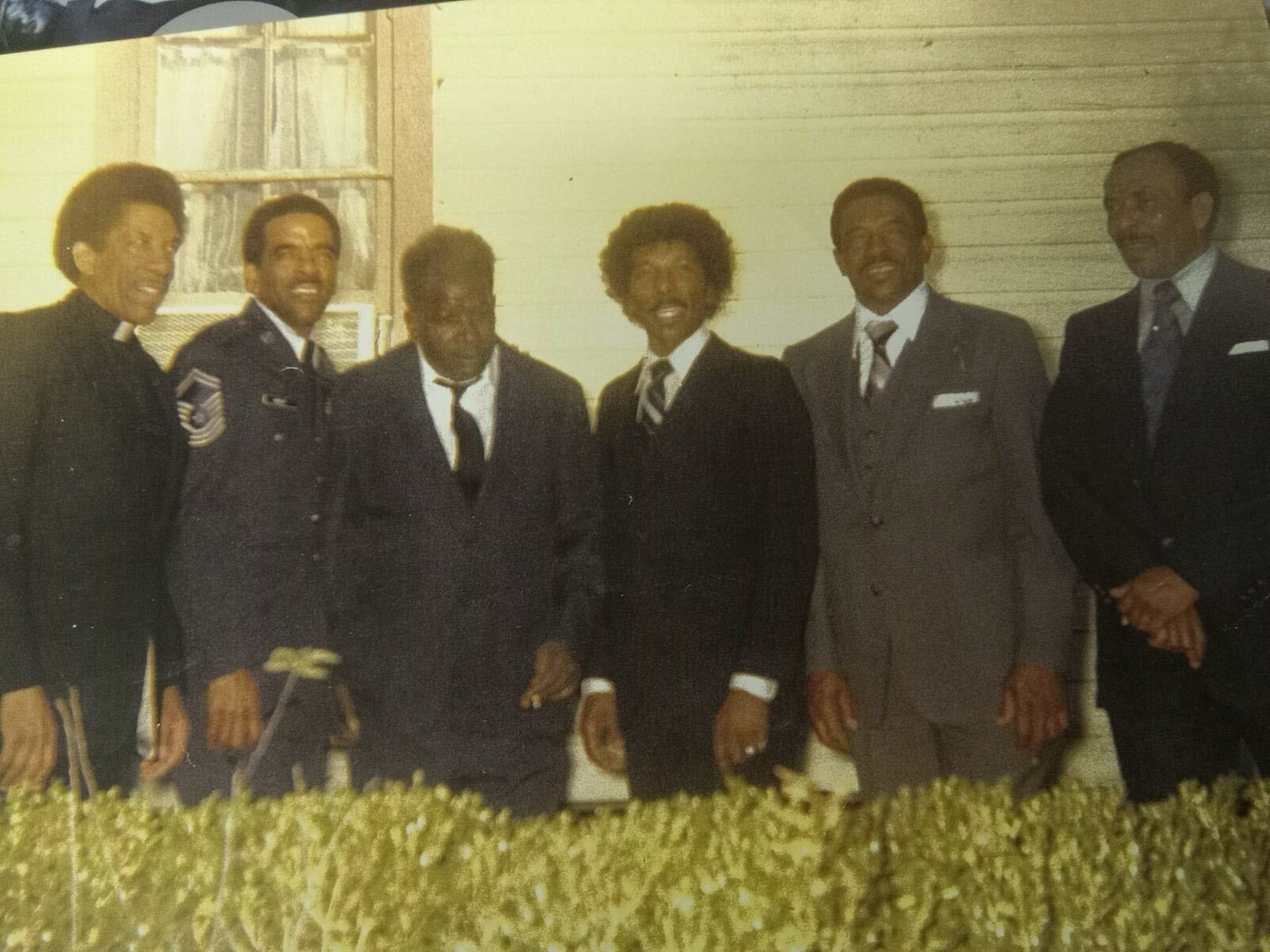 Jack Hadley with his brothers. Taken in 1979. From left to right: John Dennis, Jack, Lloyd Curtis, Richard, Maurice and Hoover. (Courtesy of Jack Hadley)