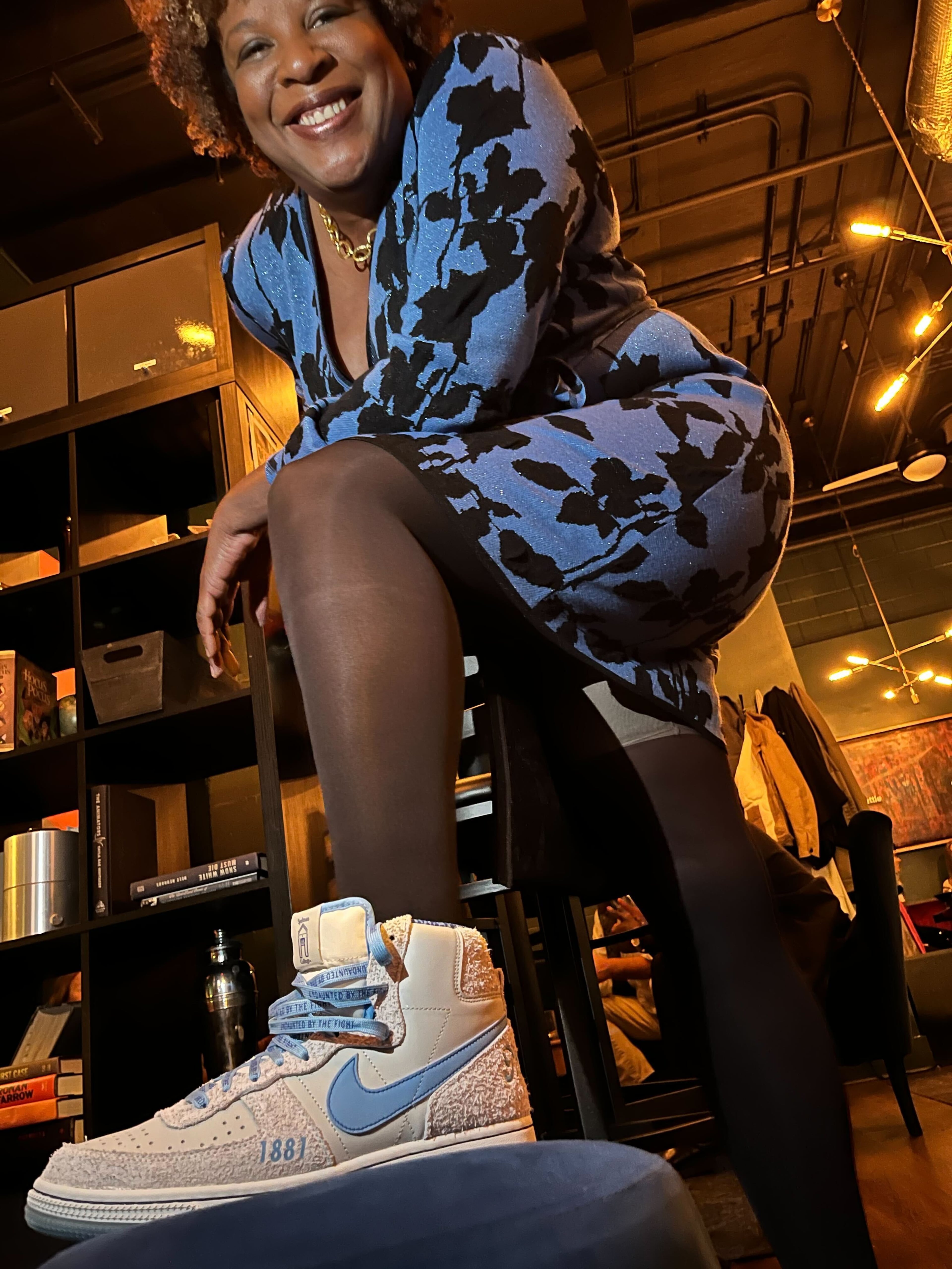 Spelman College alumna and novelist Tayari Jones sports her Nike Terminators in 2023. (Ernie Suggs/AJC)