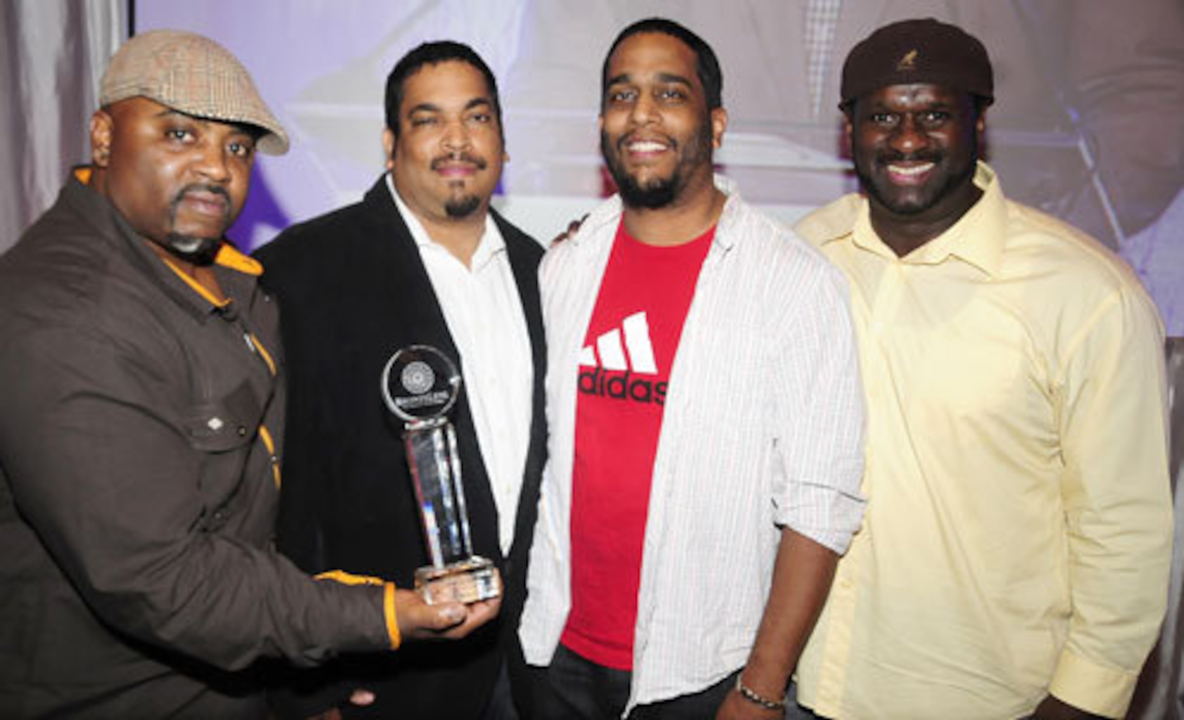 (From left) Producers Clarence Jackson, Byron Horne, Ryon Horne and Sidney Peterson won Best Documentary for "Start of Dreams" at the 2011 BronzeLens Film Festival. (Courtesy of Raymond Hagans)