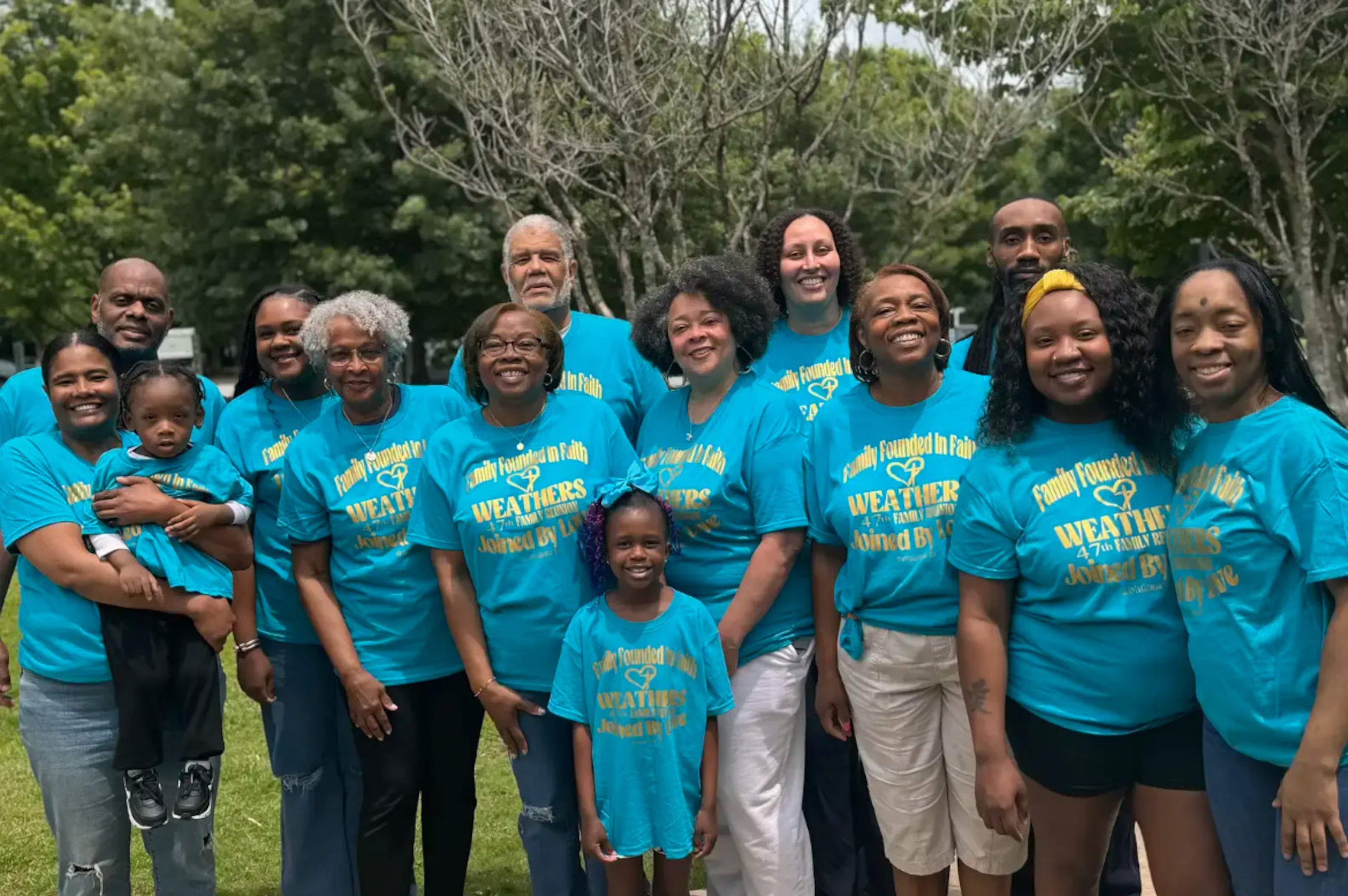 Sheeka Sanahori, (back row, middle woman), at the Weathers Family Reunion in 2024 in Atlanta, which she helped host. (Courtesy of Sheeka Sanahori)