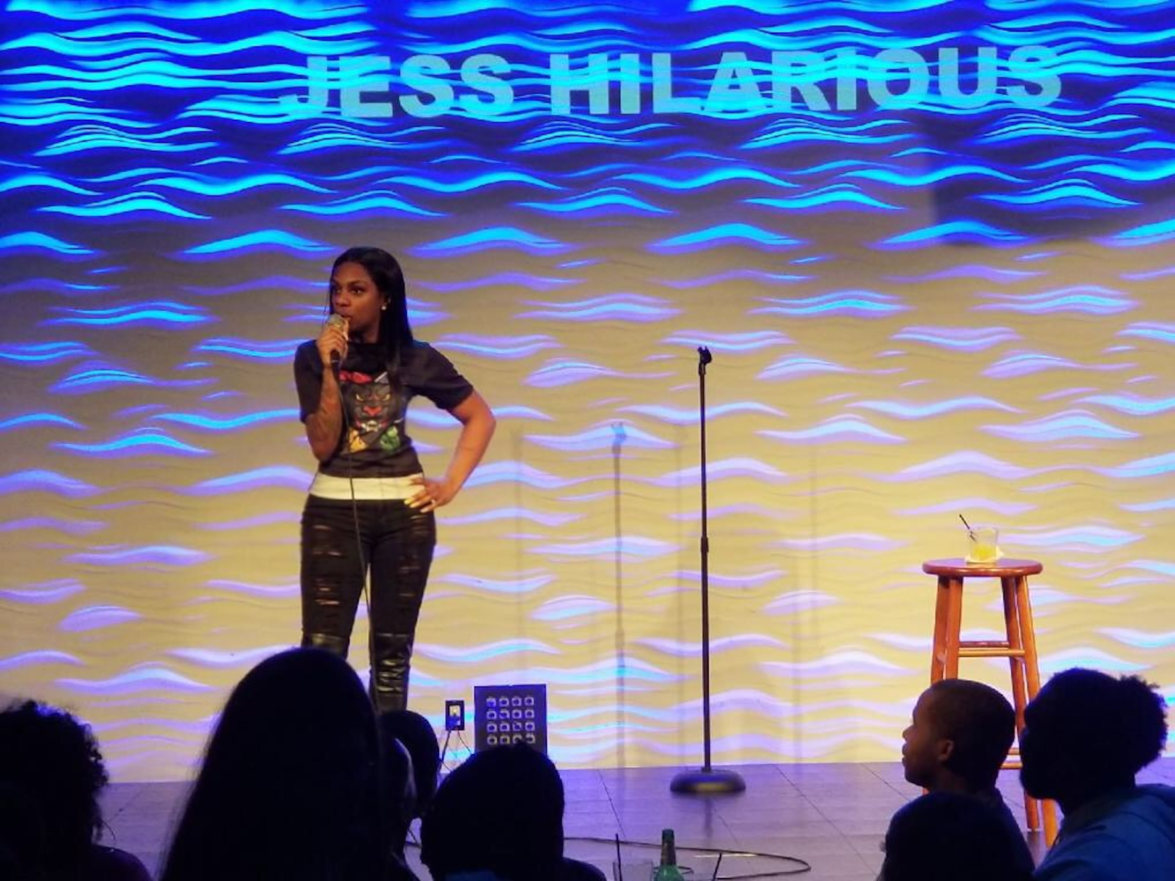 Comic and "The Breakfast Club" radio show co-host Jess Hilarious during her earlier days in standup comedy. (Courtesy of Jess Hilarious)