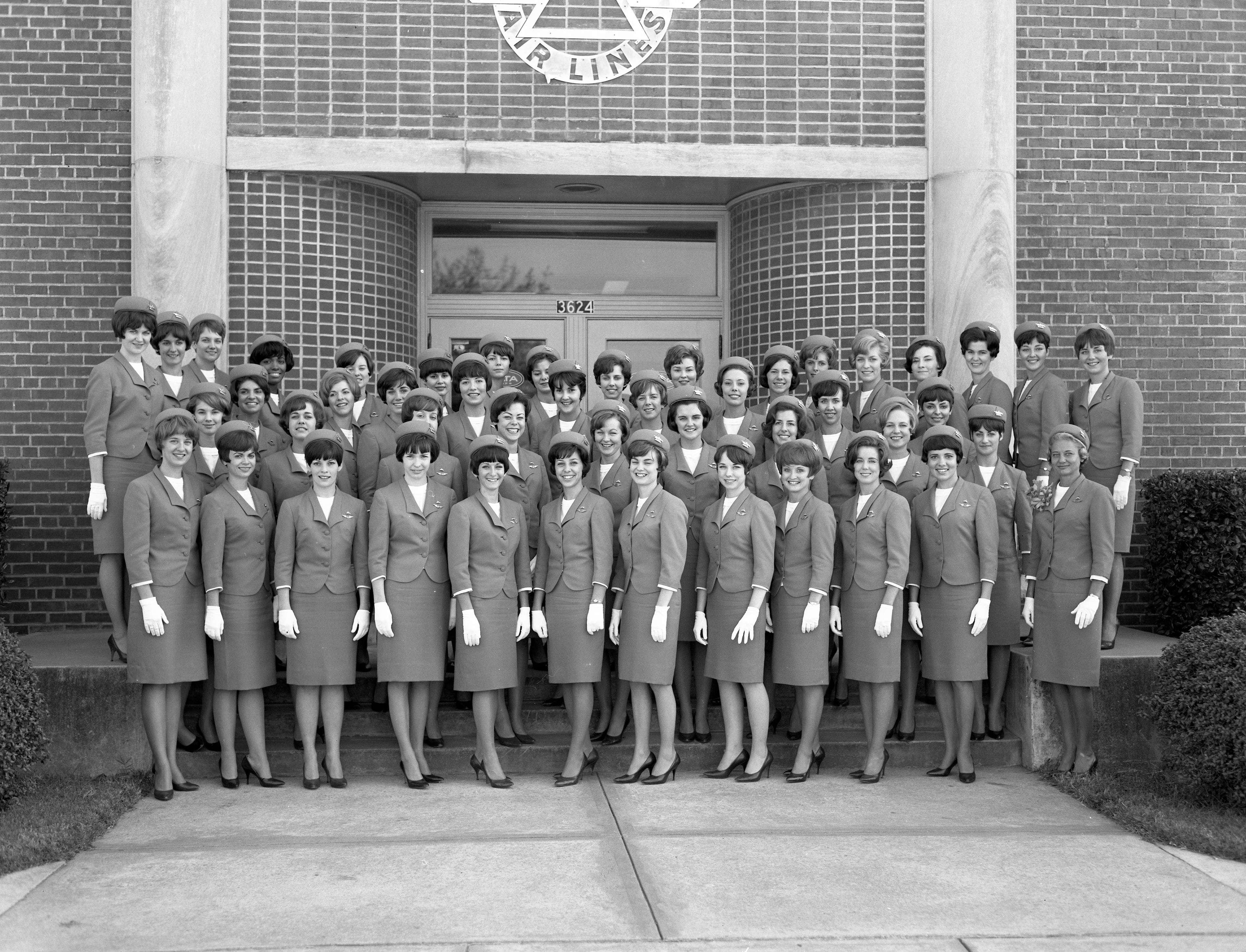 Phenola A. Culbreath, in the back row, fourth from the left, was the second Black flight attendant hired by Delta in 1966. She was the first Black flight attendant from the South to be hired by the Atlanta-based company. (Courtesy of Delta Air Lines)